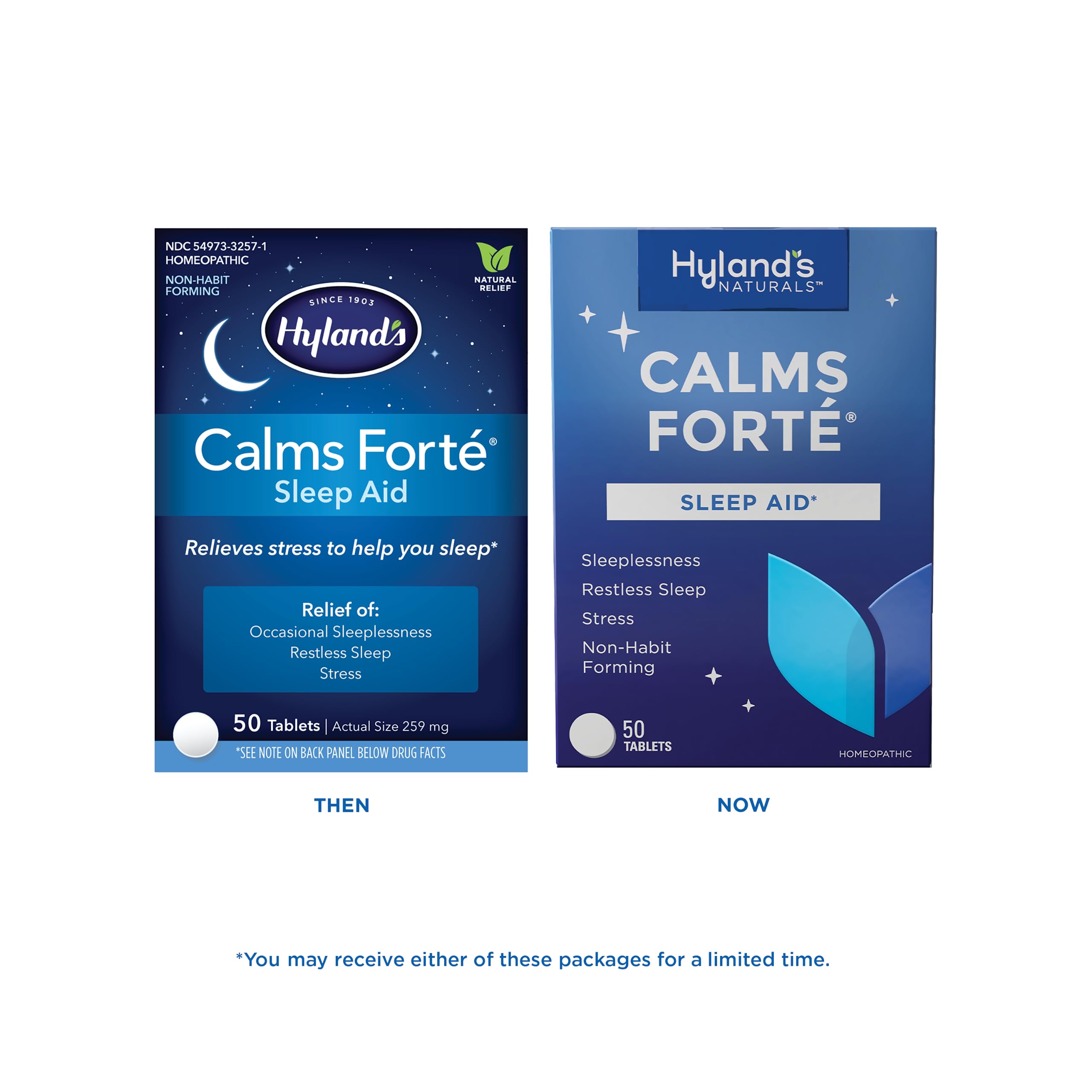 Hyland's Calms Forte – comprimés à dissolution rapide apaisant les tensions nocturnes.