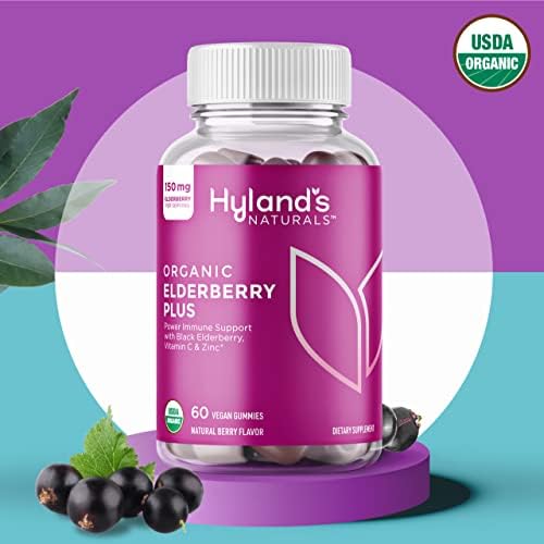 Hyland's Gommes Sureau Noir Plus – pectine naturelle et édulcorants naturels.