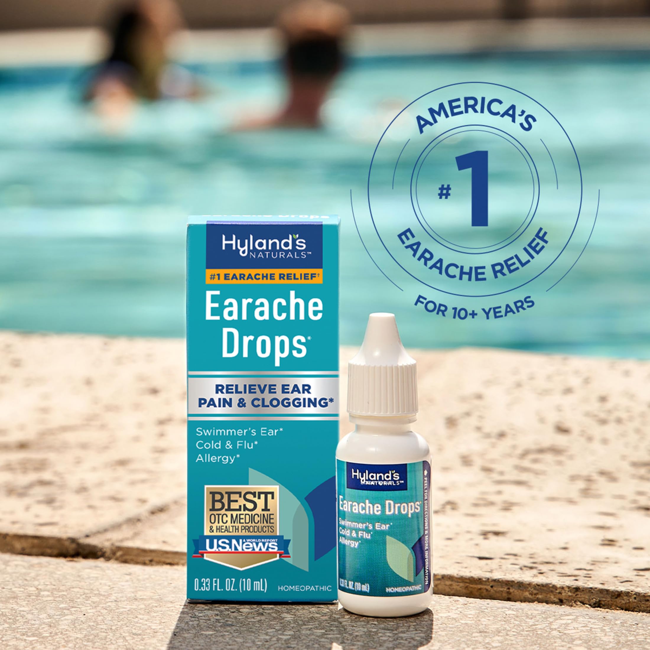 Hyland's Gouttes d'oreille – formule douce, sans alcool.