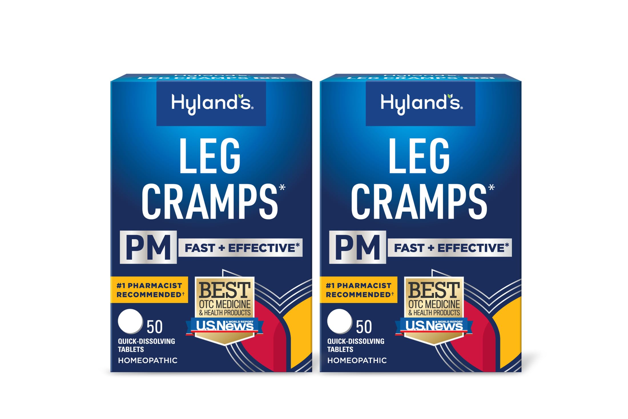 Hyland's Leg Cramps PM, boîte visible et étiquette, usage nocturne facile