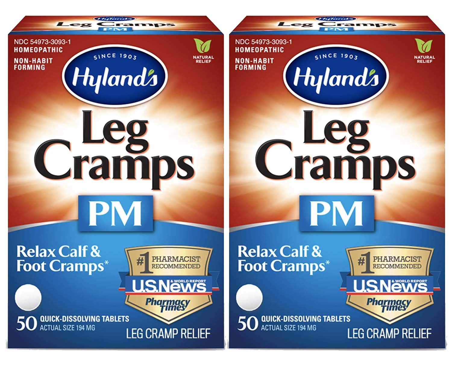 Hyland's Leg Cramps PM – Bouteille pratique, capsules faciles à prendre avant le coucher.