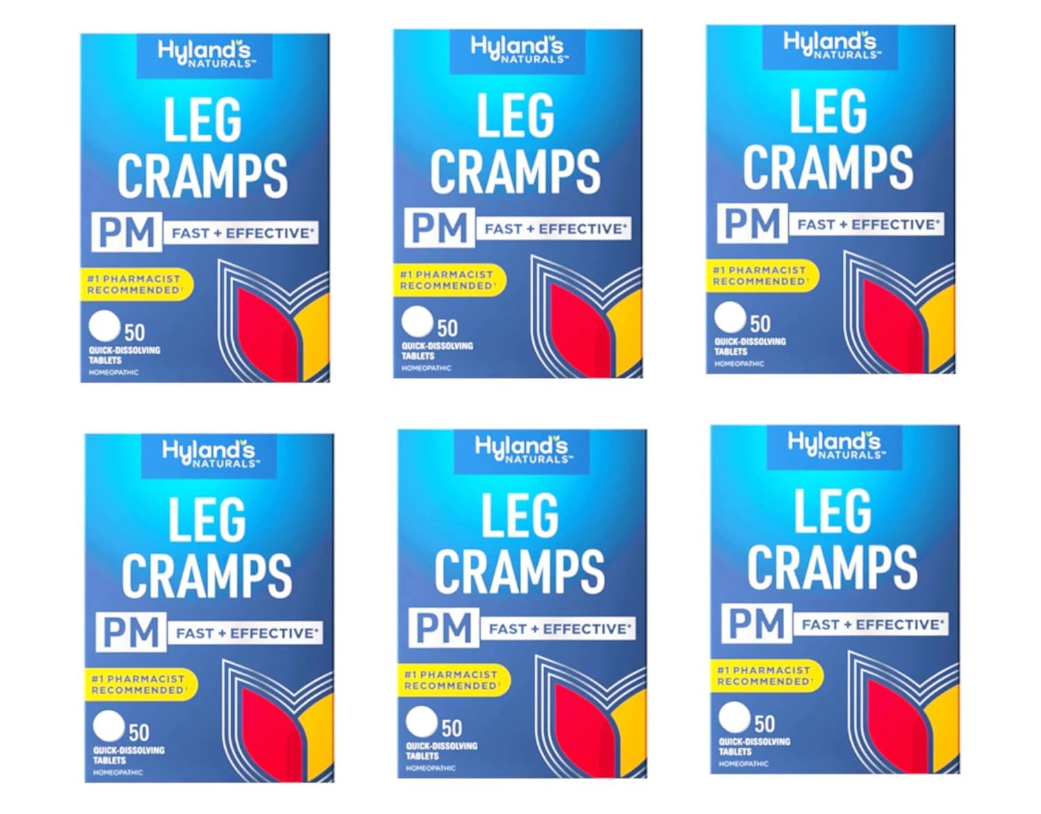 Hyland's Leg Cramps PM – bouteille de 50 comprimés pour les crampes nocturnes.