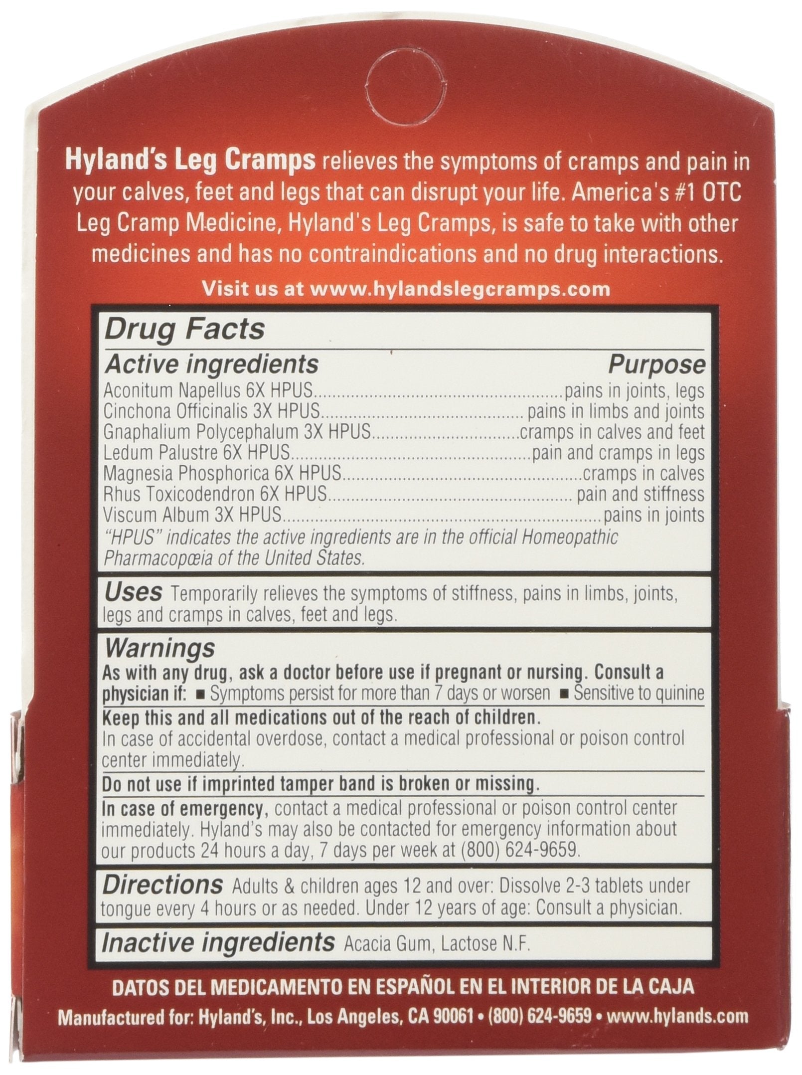 Hyland's Leg Cramps prise sous la langue rapide sans eau nécessaire