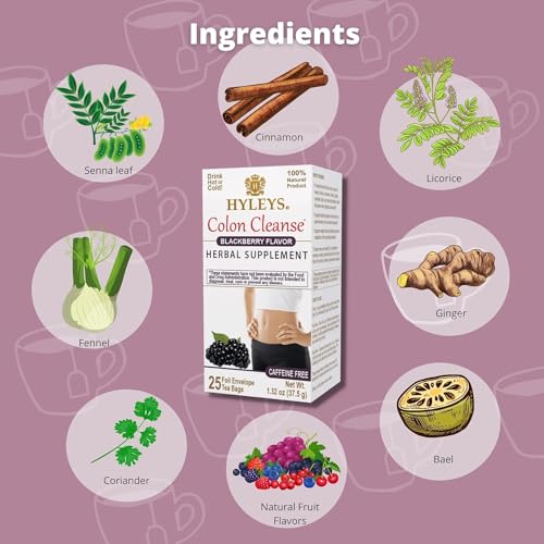 Sachets HYLEYS Colon Cleanse Framboise – pratique pour une utilisation quotidienne sans caféine.
