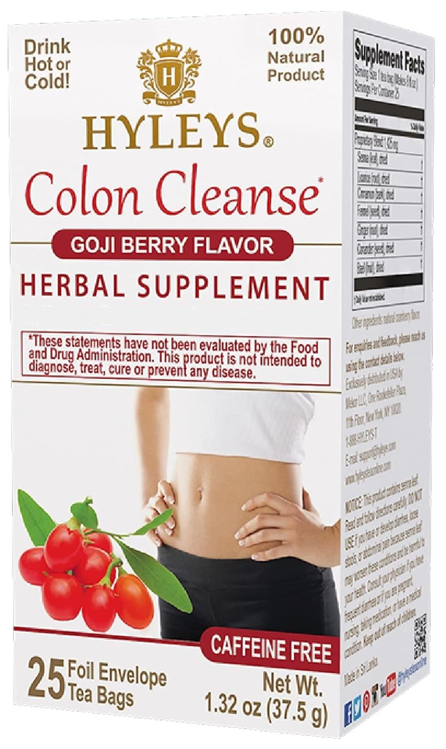 Hyleys Colon Cleanse infusion baie de goji pour digestion équilibrée.