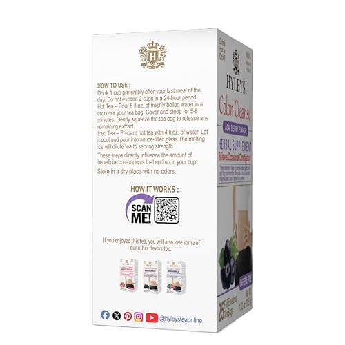 Hyleys Détox Colon Acai Baie - sachets sans caféine, infusion en soirée.