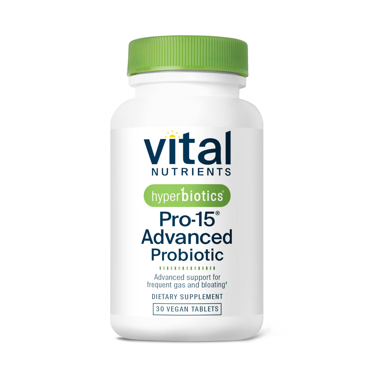Hyperbiotics Pro-15: vue bouteille avec étiquette, soutien potentiel à la régularité digestive.