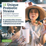 Hyperbiotics Pro-15: 15 souches probiotiques variées pour une diversité microbienne potentielle.