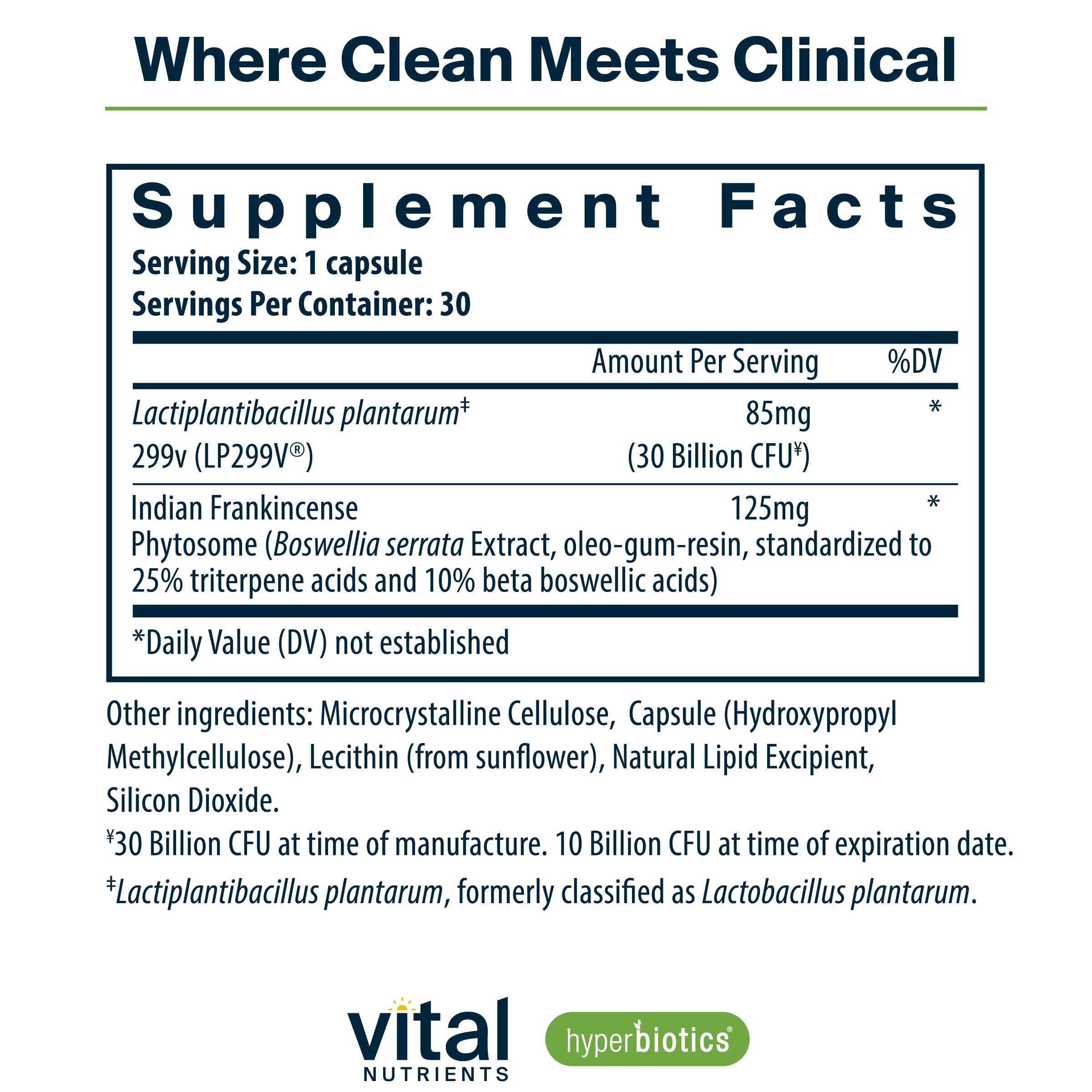 Hyperbiotics Vital Nutrients IBS Probiotic – Capsule acide resistante protégeant les bactéries jusqu’à l’intestin.