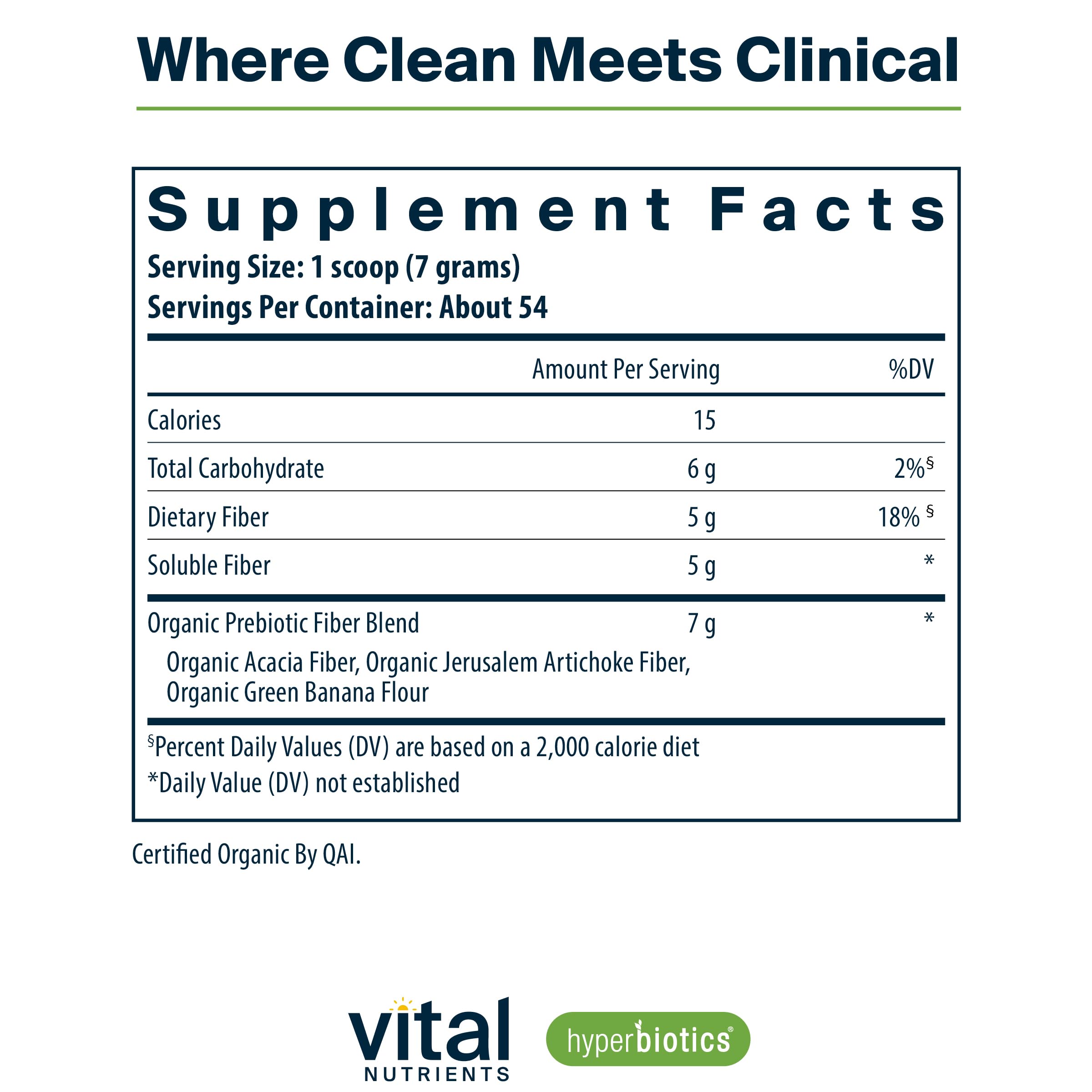 Hyperbiotics Vital Nutrients Poudre prébiotique organique, dose mesurée facile à ajouter à l'eau ou smoothie