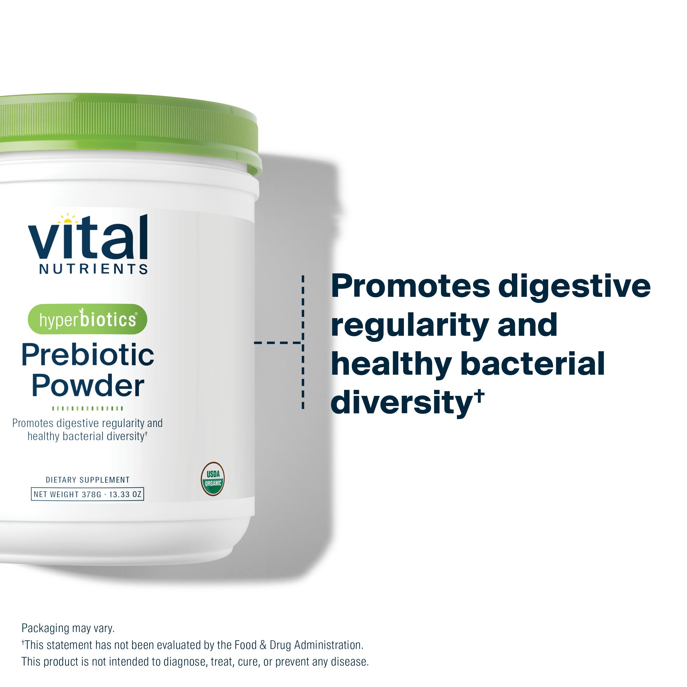 Hyperbiotics Vital Nutrients Poudre prébiotique organique, ingrédients naturels pour soutenir l'équilibre intestinal