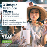 Hyperbiotics Vital Nutrients Poudre prébiotique organique, mélange neutre pour boissons quotidiennes