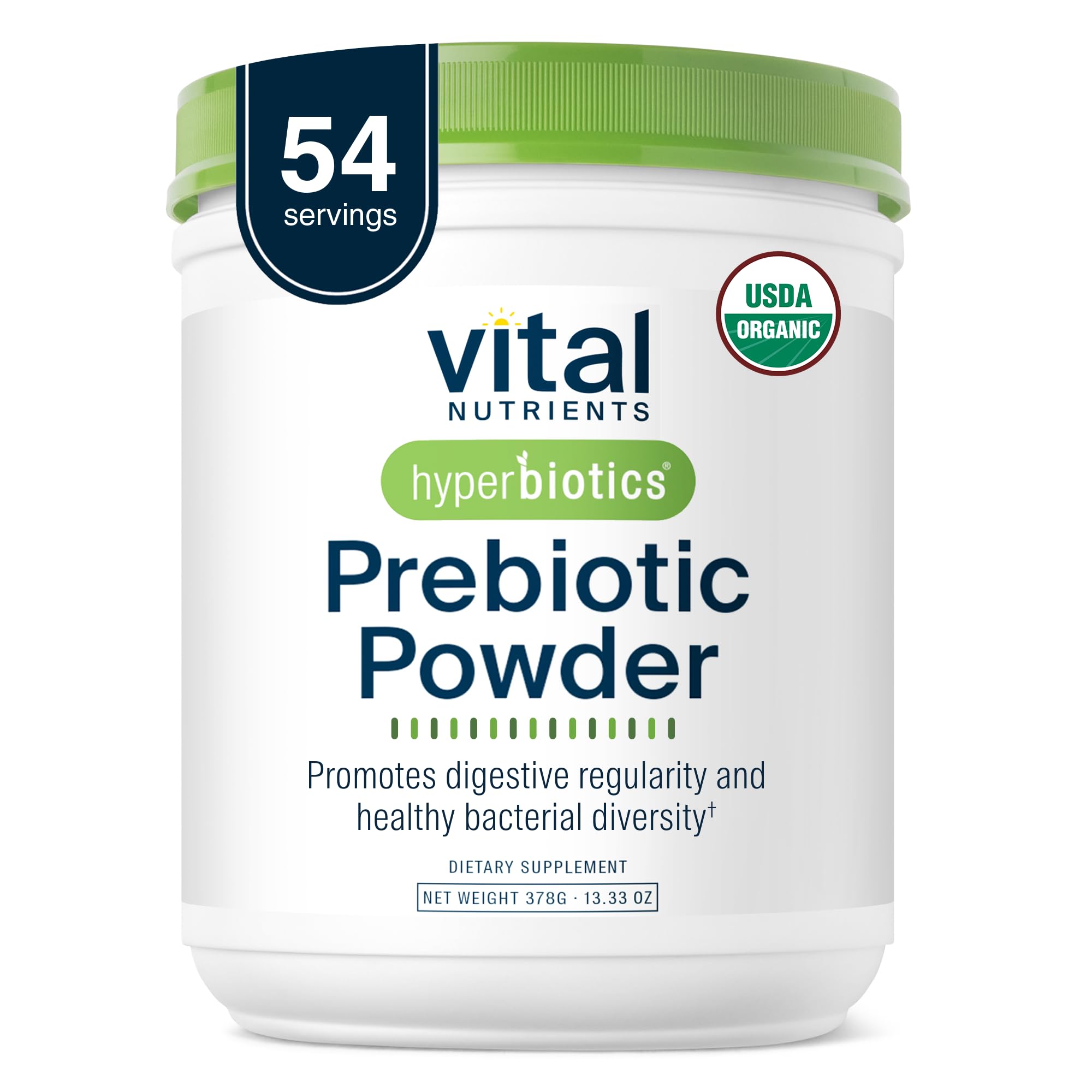 Hyperbiotics Vital Nutrients Poudre prébiotique organique, texture poudre prête à mélanger pour le quotidien