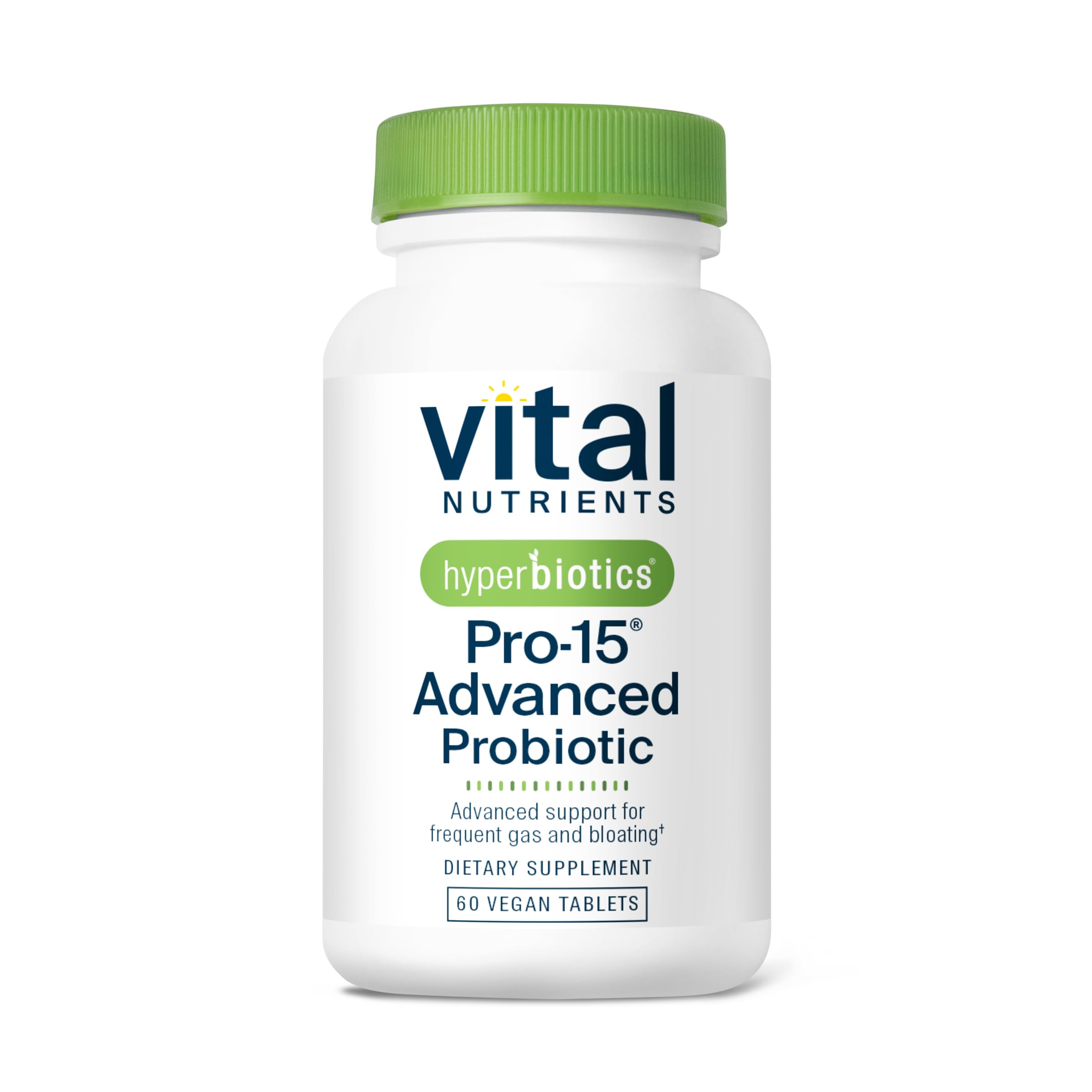 Hyperbiotics Vital Nutrients Pro-15 - bouteille indiquant le dosage quotidien pratique.
