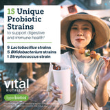 Hyperbiotics Vital Nutrients Pro-15 - sans gluten ni produits laitiers.