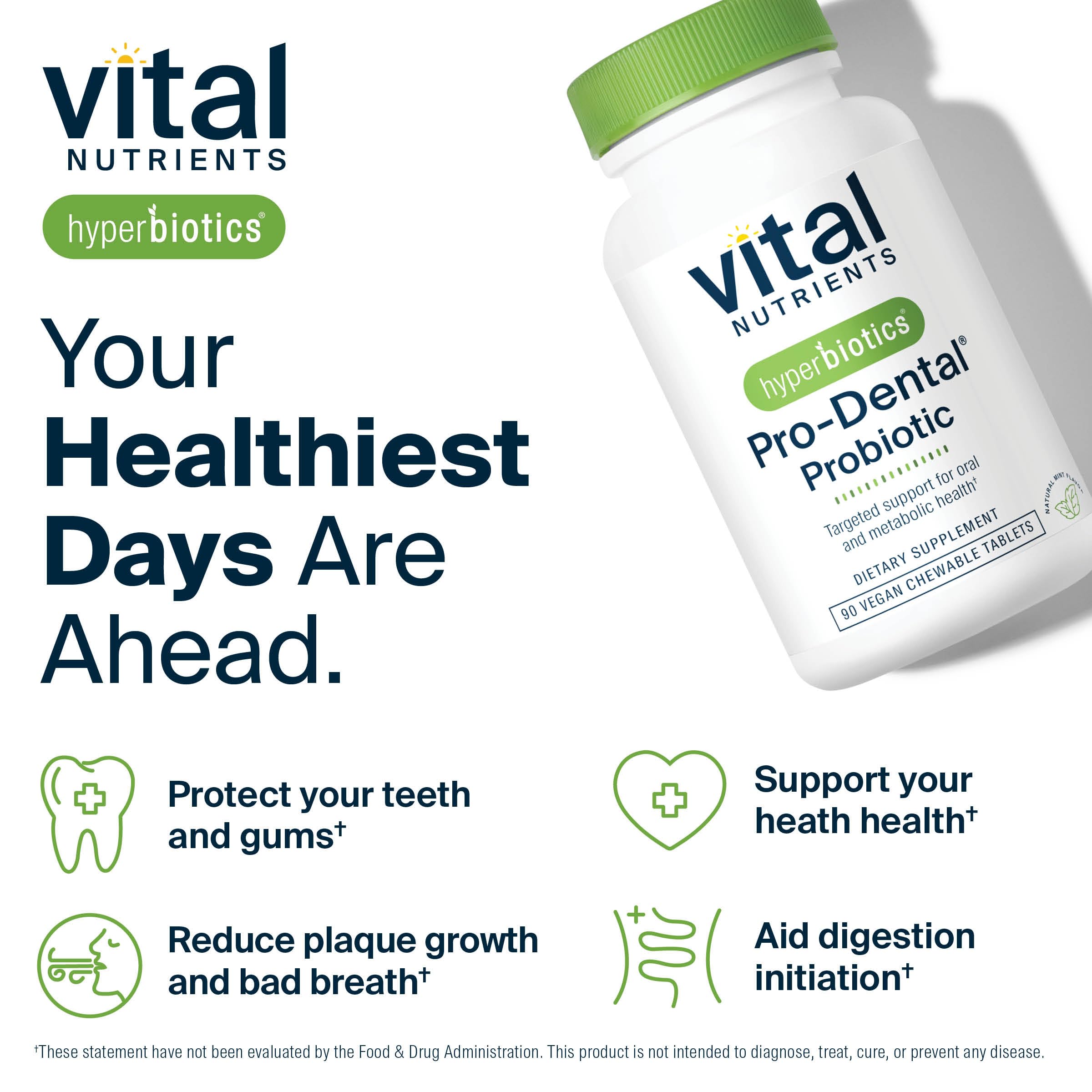 Hyperbiotics Vital Nutrients Pro Dental – menthe sans gluten et facile à prendre.