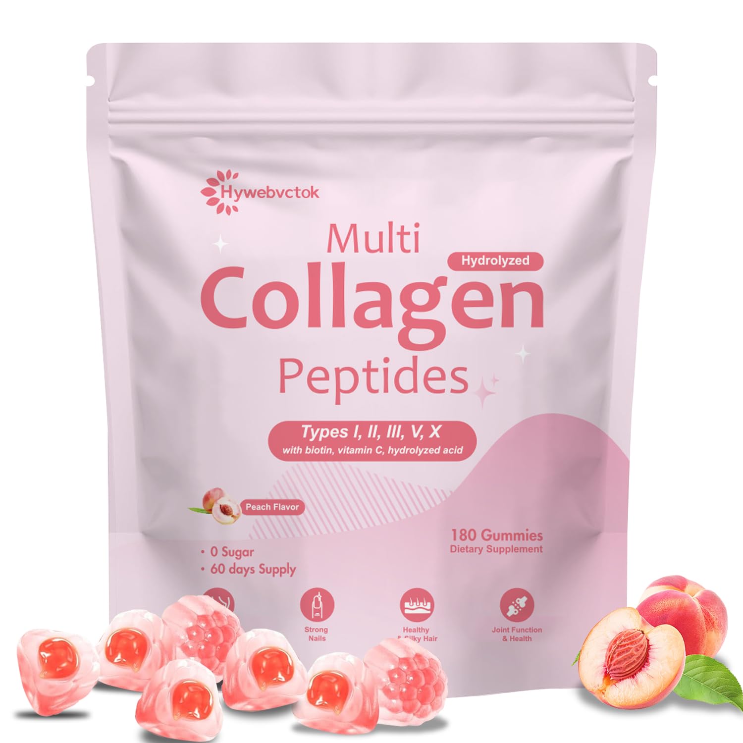 Hywebvctok Gummies bouteille: pratique pour une routine beauté quotidienne.
