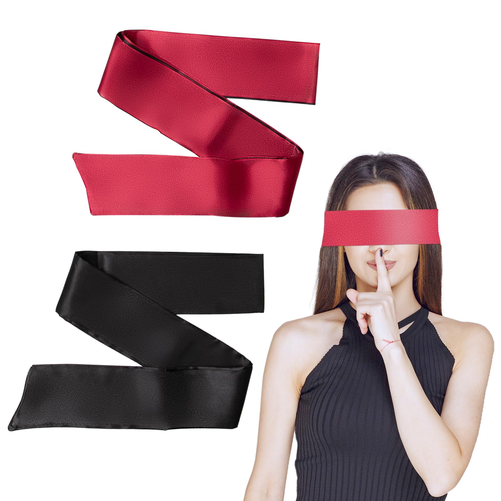 HZMM masque satin Sommeil duo noir et rouge, confort léger pour dormir en voyage