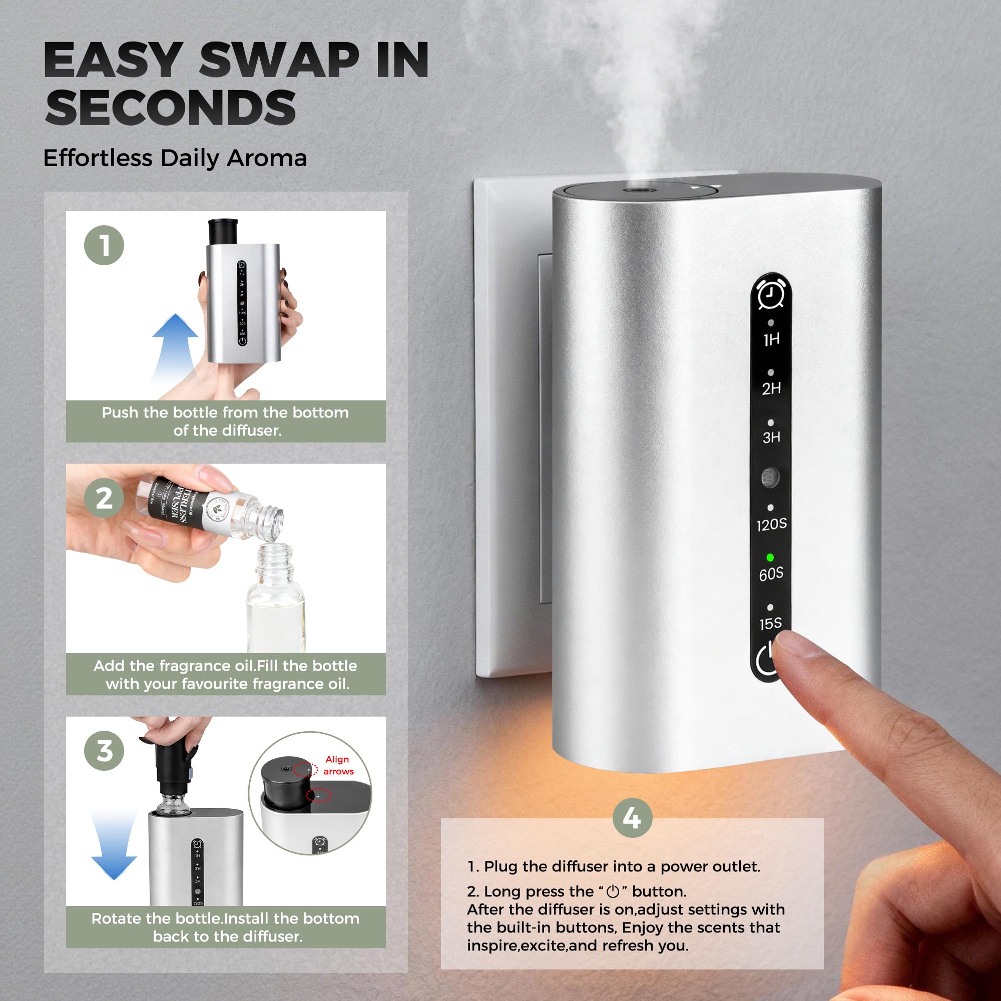 Diffuseur HZQVA offre 3 niveaux de brume pour ajuster l'ambiance.