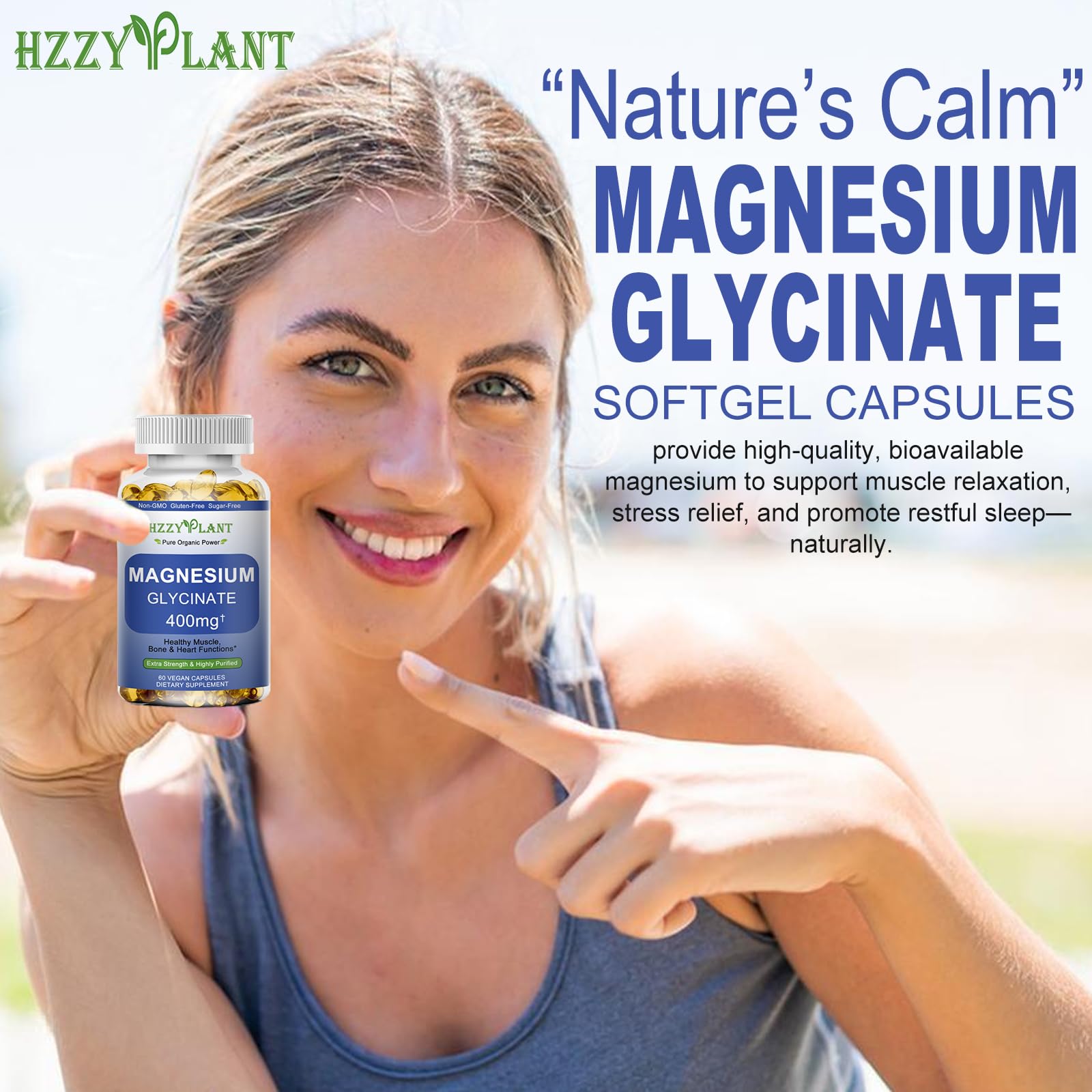 HZZYPLANT Magnésium glycinate – capsules faciles à avaler après l’effort.