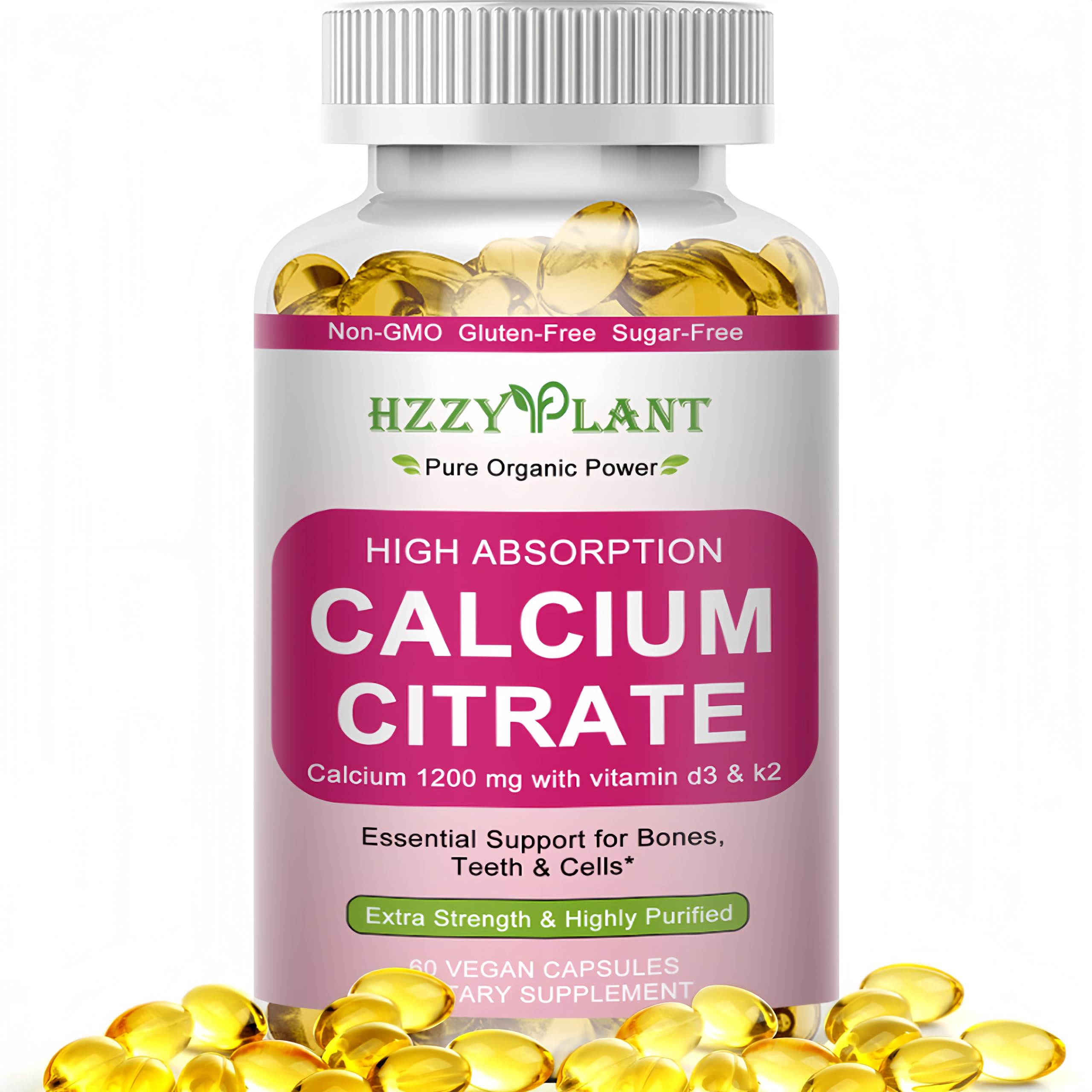 Gélules molles HZZYPLANT Calcium 1200 mg sur flacon pour soutenir les os
