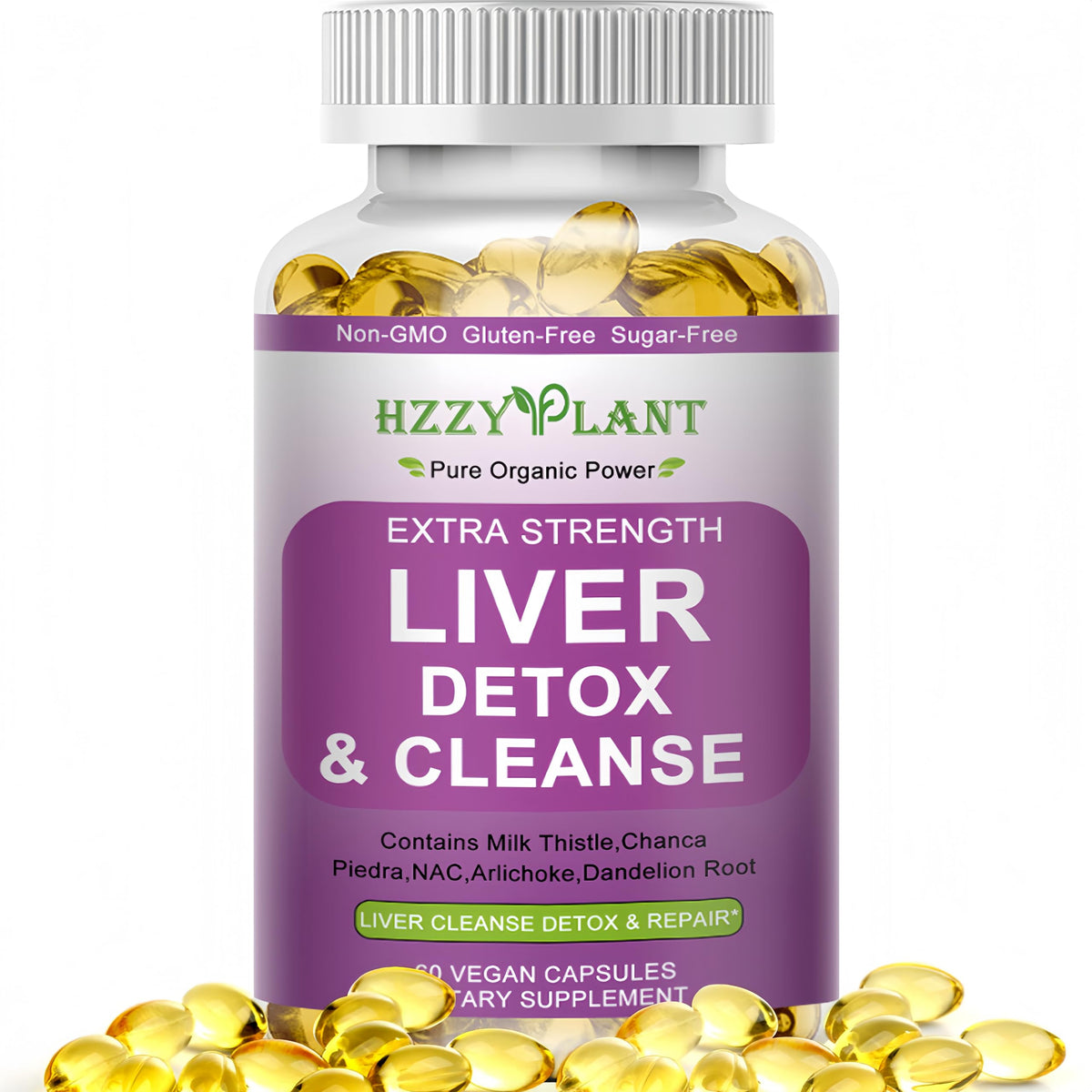 HZZYPLANT capsules molles détox du foie dans une bouteille pratique, soutien quotidien.