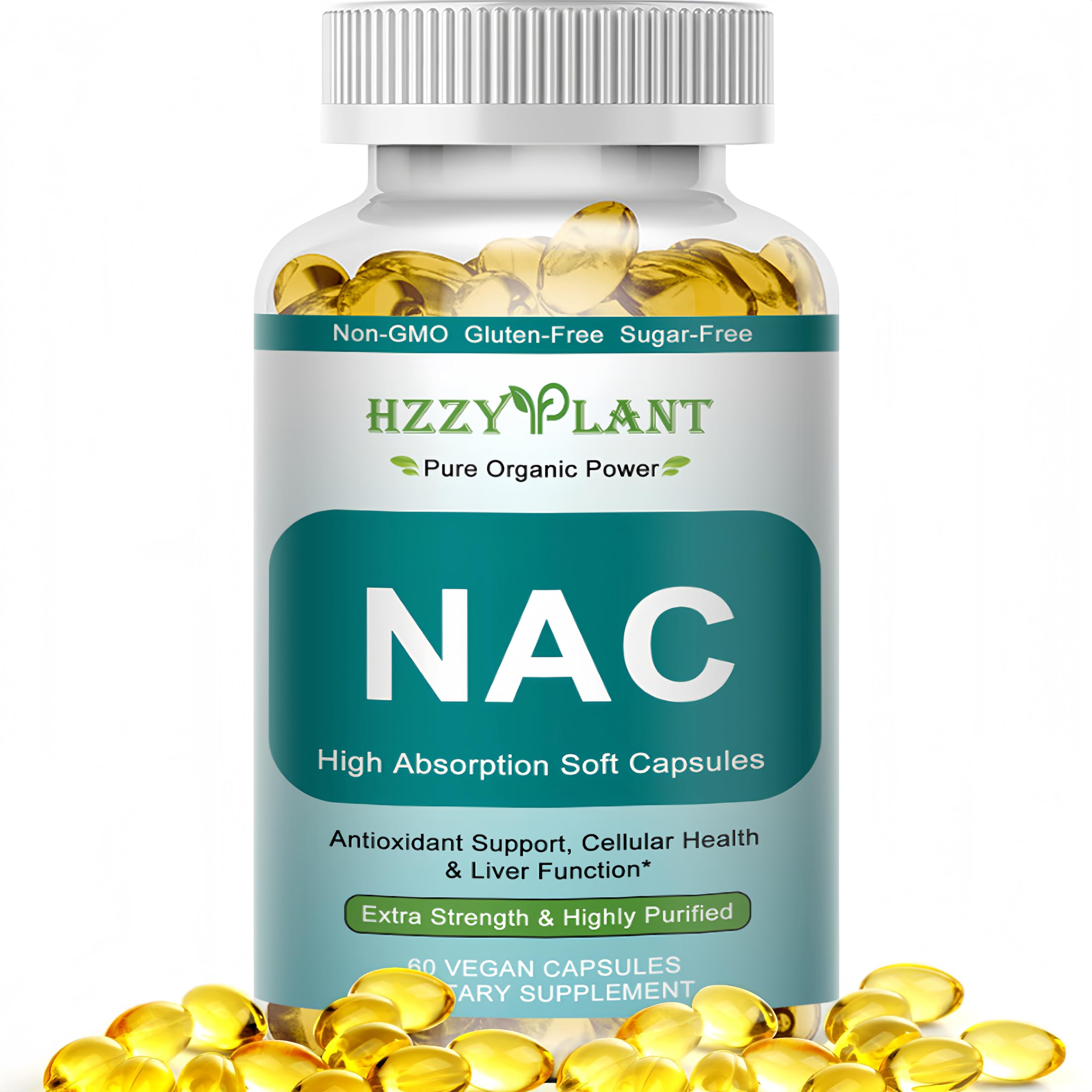 HZZYPLANT NAC, gelules molles, absorption rapide pour soutenir l'énergie et les defenses naturelles.