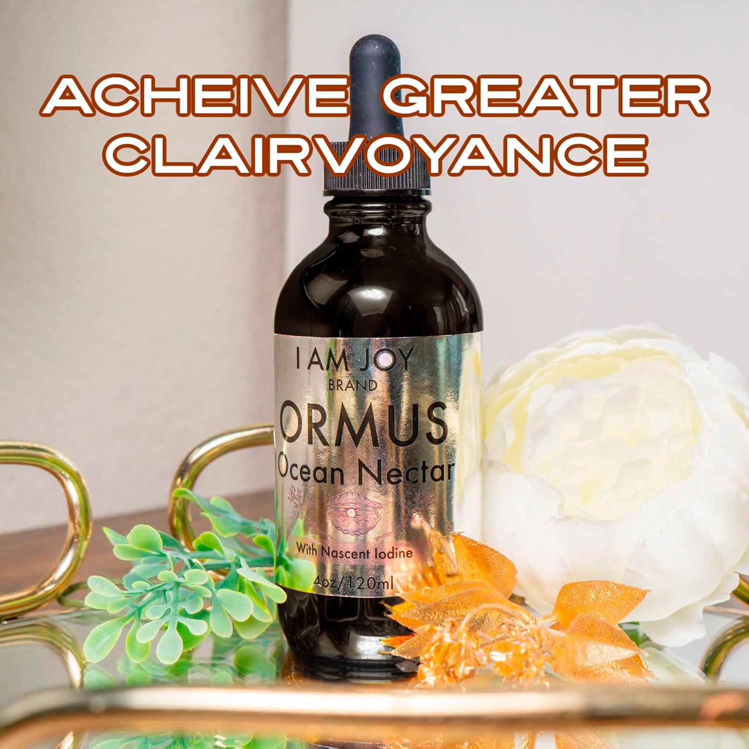 Verre prêt à savourer le nectar Ormus Ocean Nectar d'I Am Joy co.