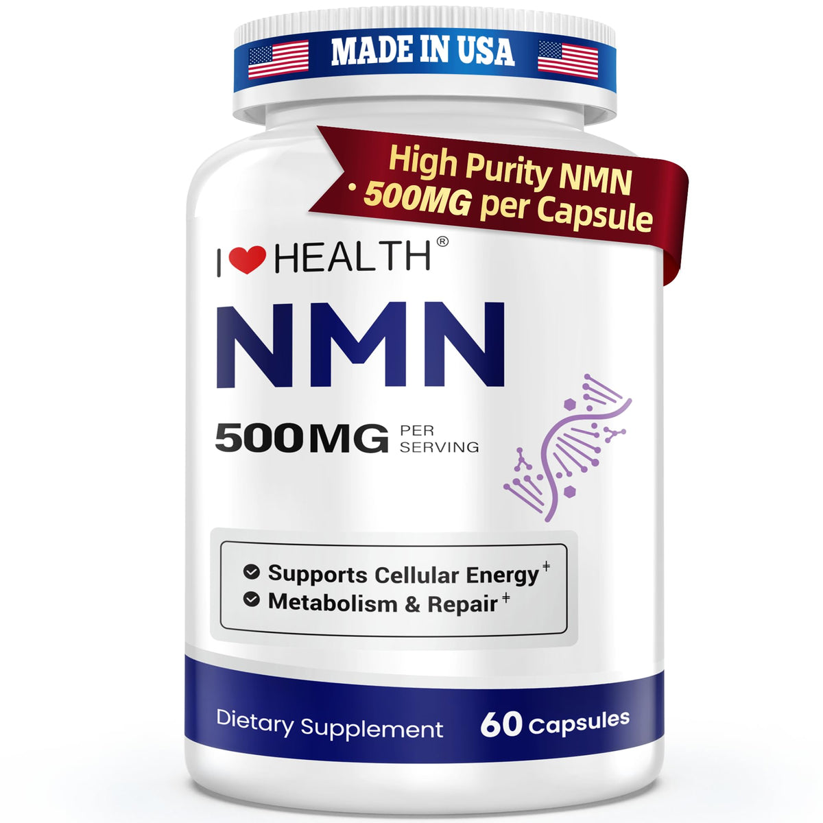 I LOVE HEALTH NMN 500MG – gélule, énergie cellulaire soutenue et vitalité.