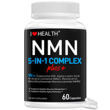 Flacon NMN Complex Plus+ I LOVE HEALTH prêt à booster l'énergie quotidienne.