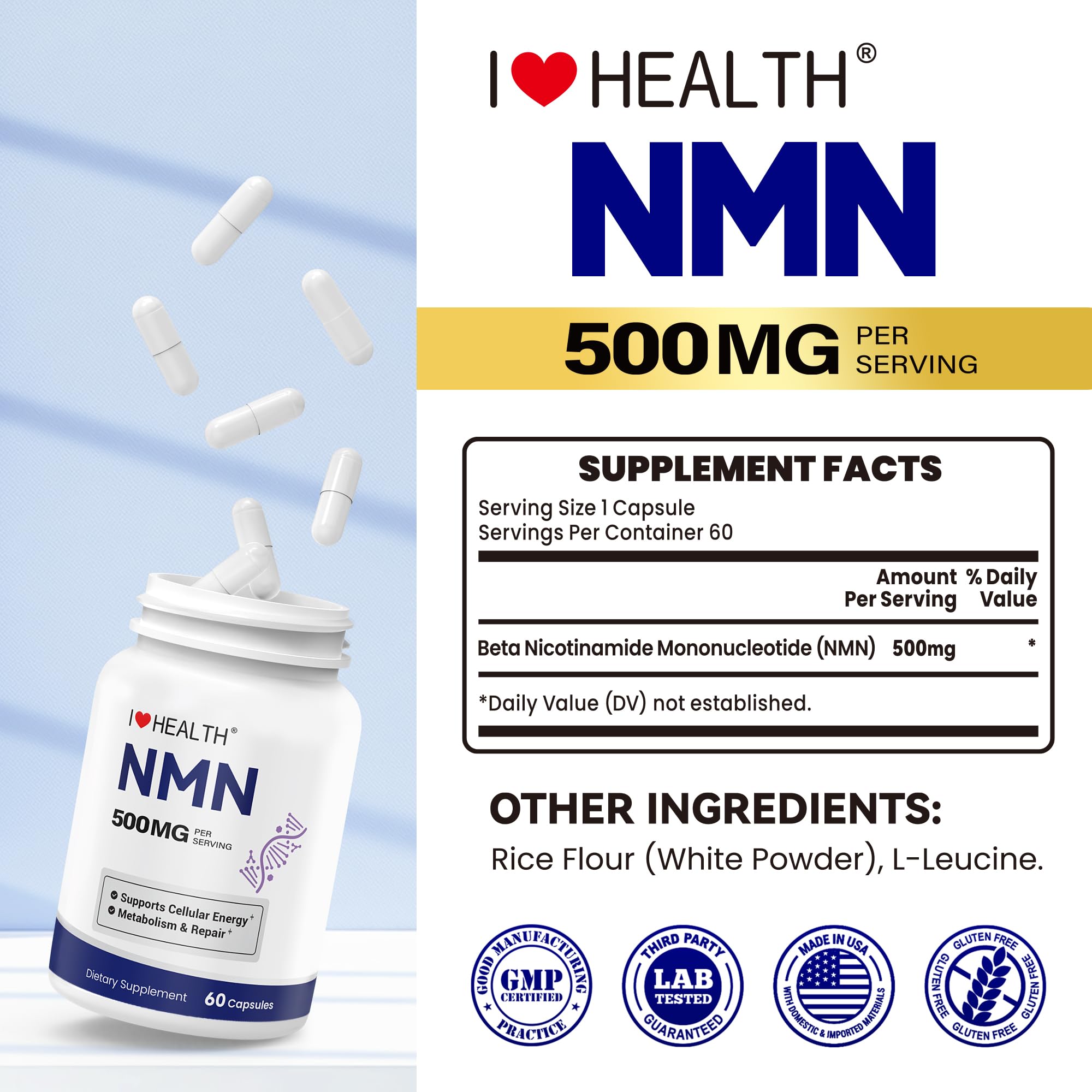 I LOVE HEALTH NMN – prise quotidienne facile et pratique.