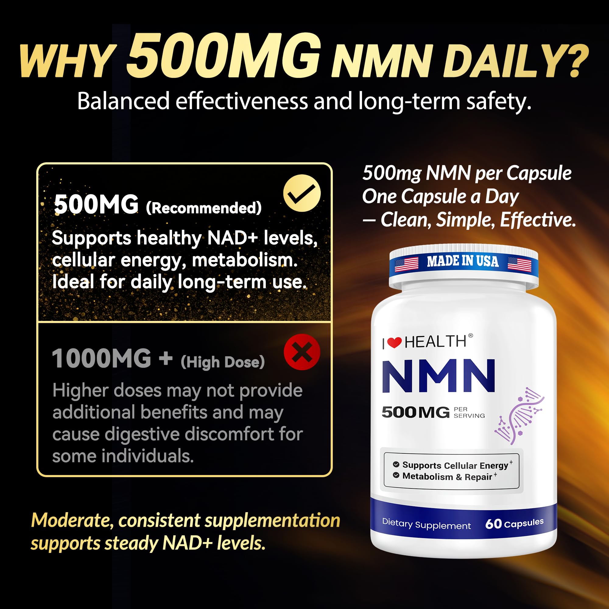 I LOVE HEALTH NMN – produit testé par des tiers pour transparence.