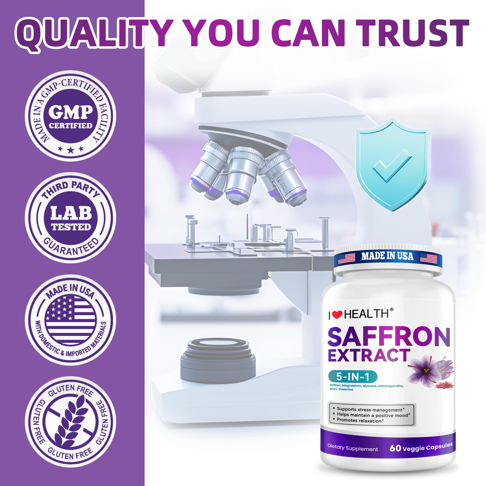 Contrôle qualité: COA accessible via QR code pour I LOVE HEALTH Safranal.