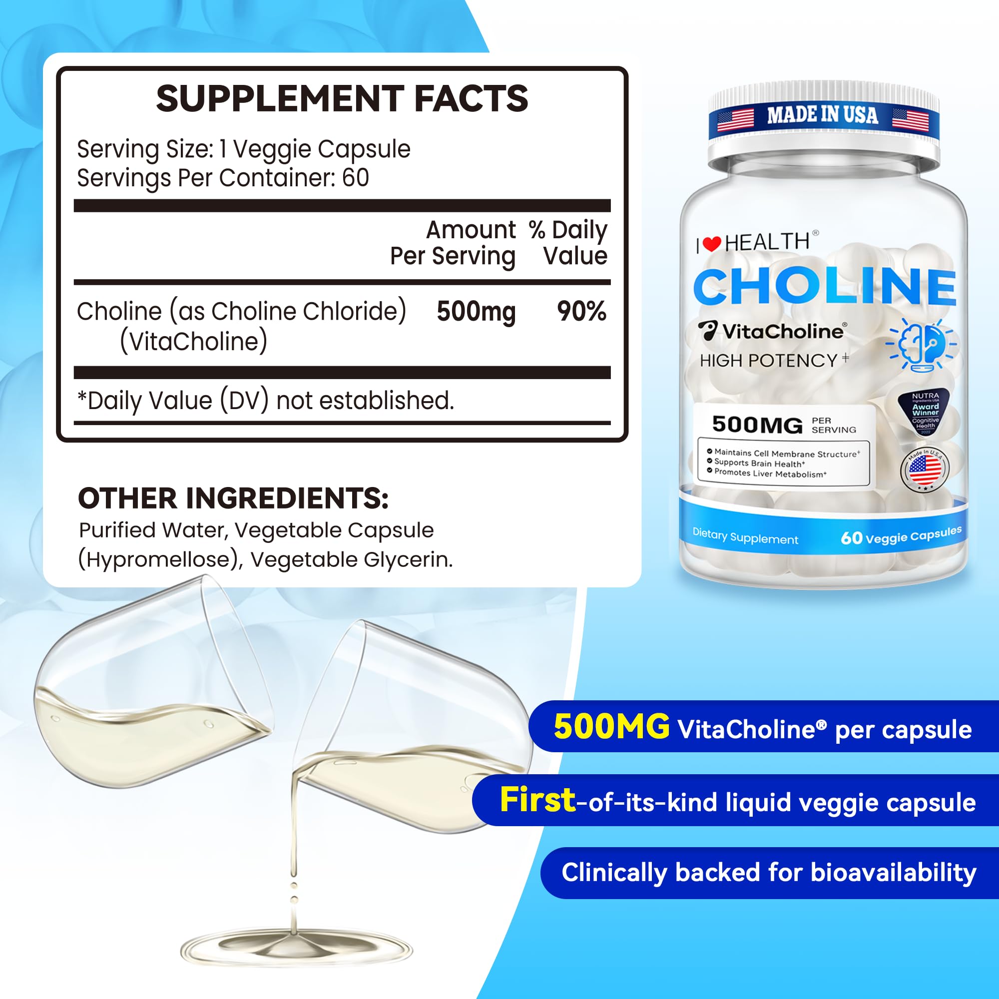 I LOVE HEALTH VitaCholine fabriqué États Unis sécurité traçabilité
