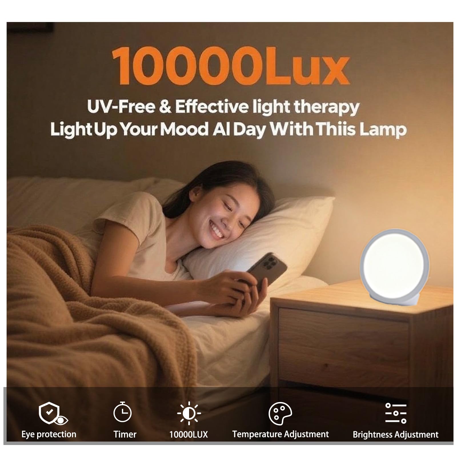 IAFENGE lampe luminothérapie minuterie 10-60 minutes pour des sessions sur mesure