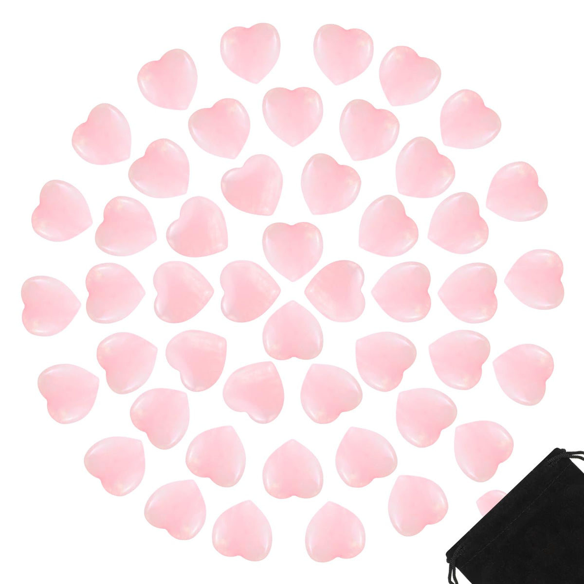 IANFAN coeurs quartz rose 0,8 pouce, idéale pour porte-bonheur et collection