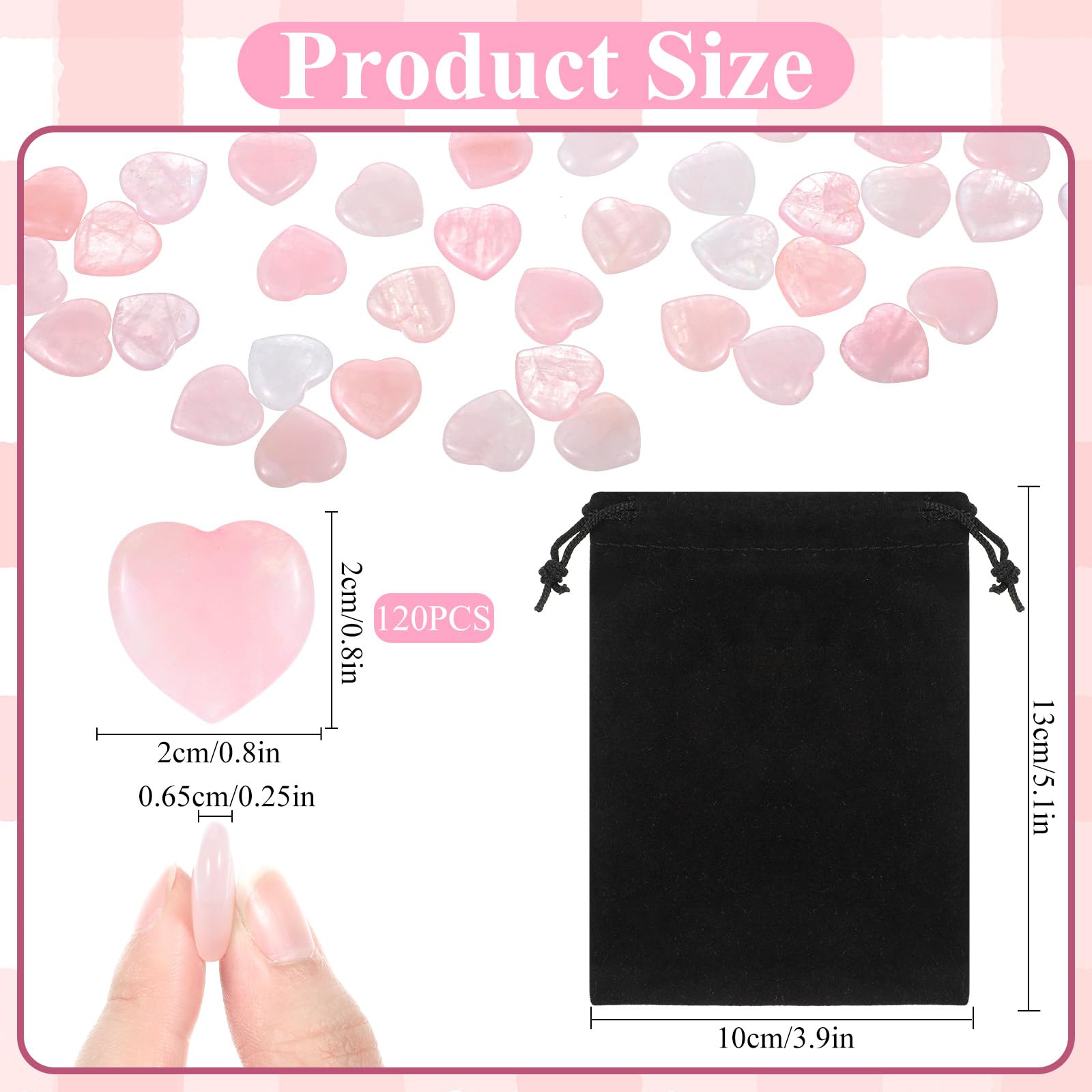 IANFAN coeurs quartz rose à glisser dans la poche pour apaiser l'esprit