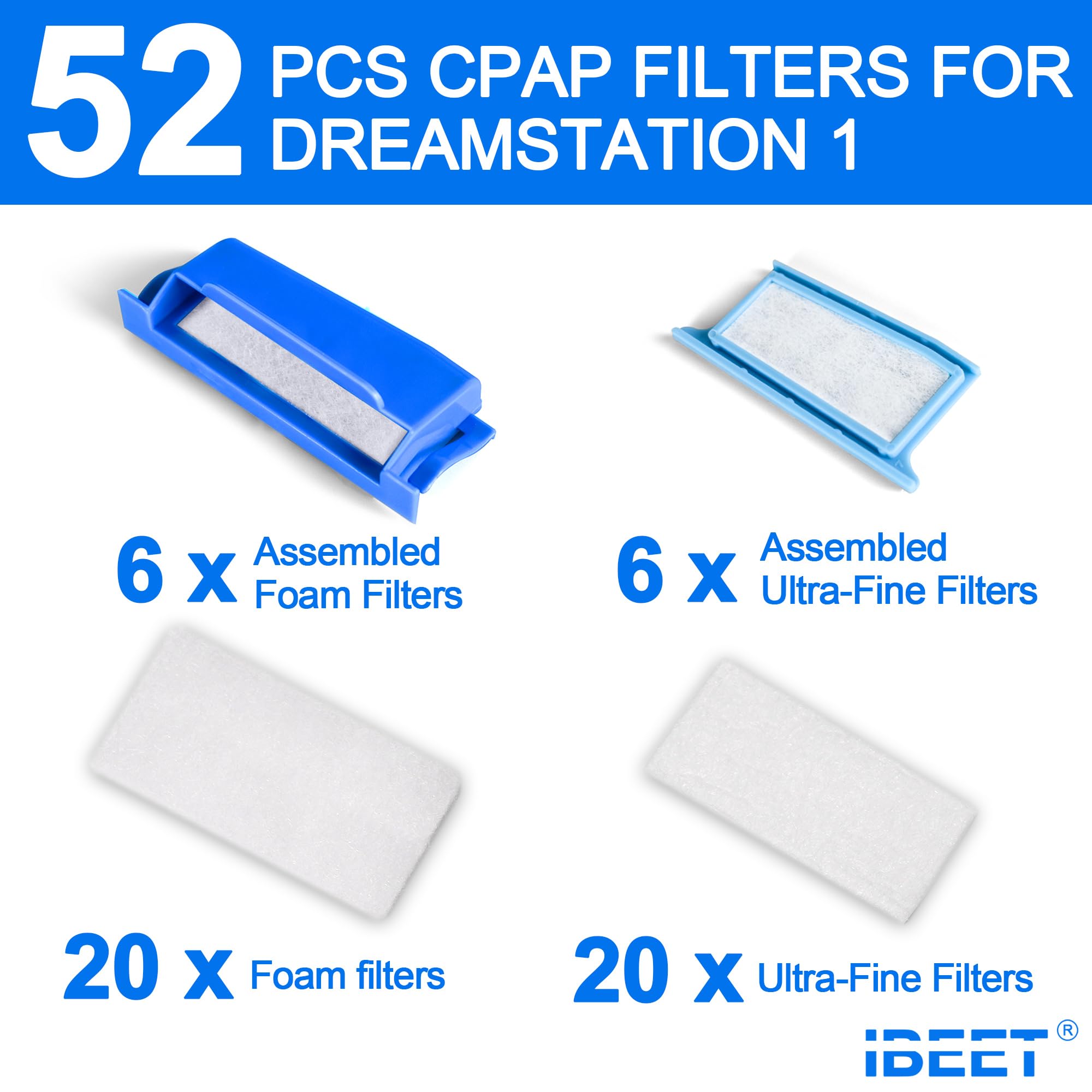 IBEET filtre en mousse DreamStation 1 pour un flux d'air doux et constant.