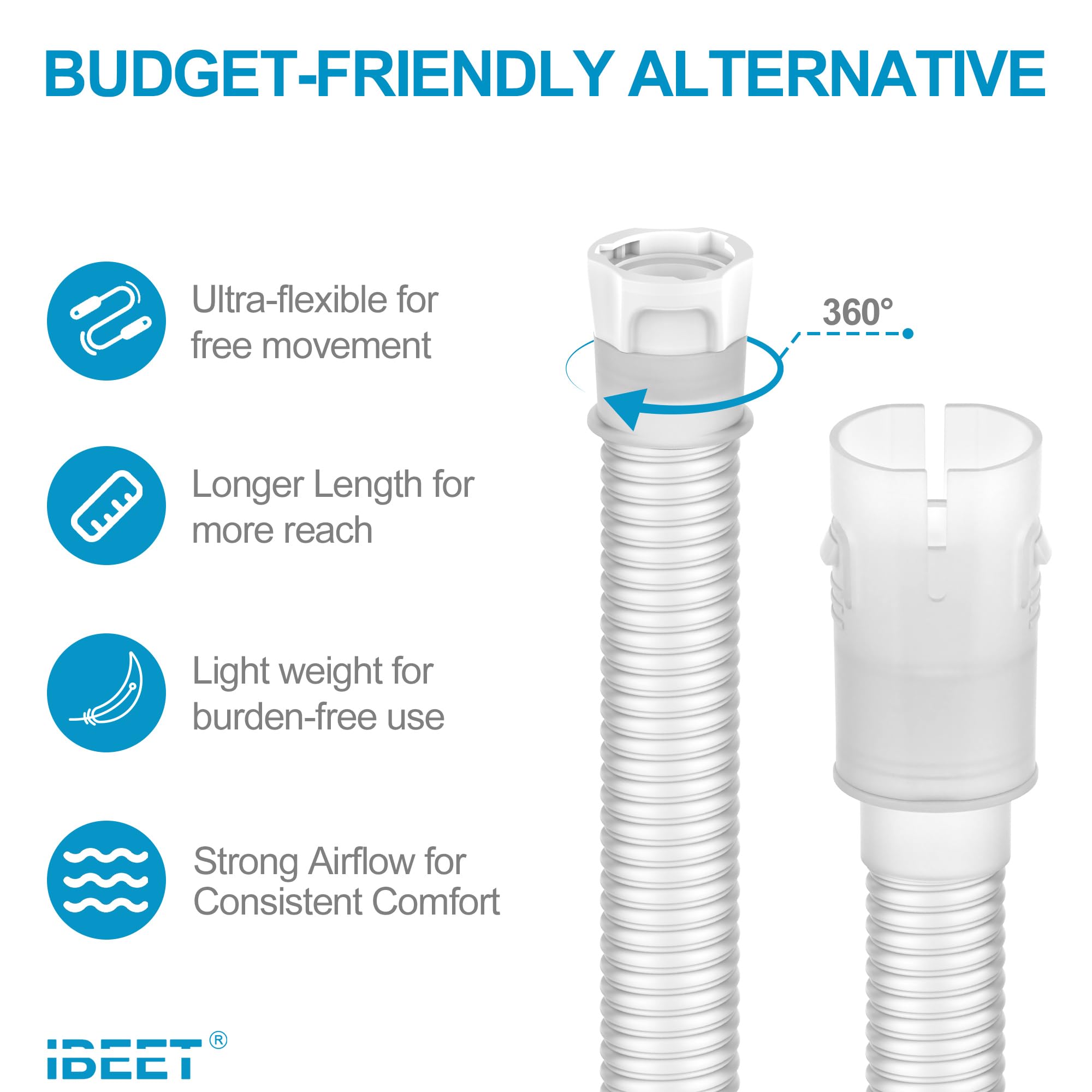 Tuyau IBEET à intérieur lisse favorisant une circulation d’air fluide.