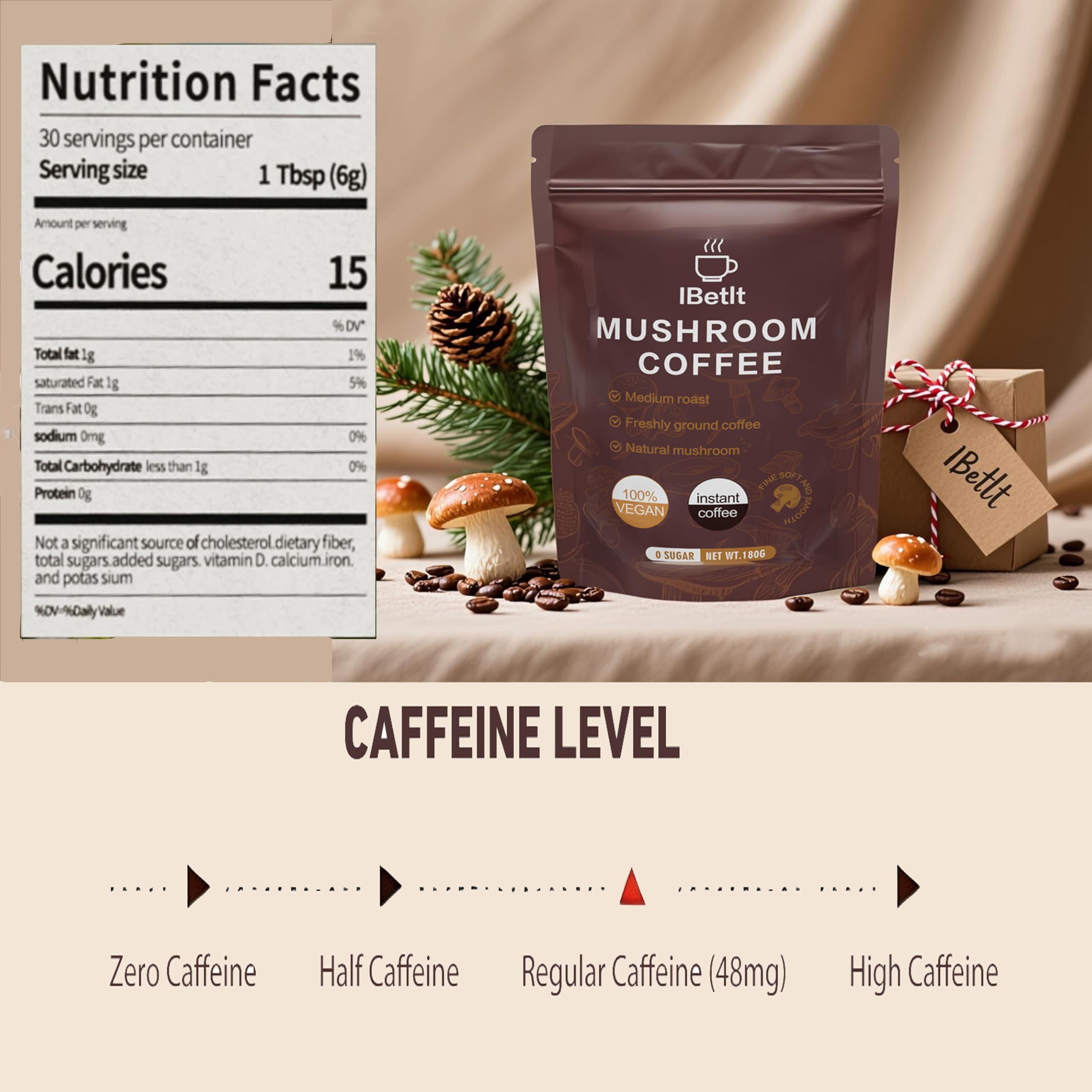 IBetIt Mélange café-champignons bio – poudre prête à doser.