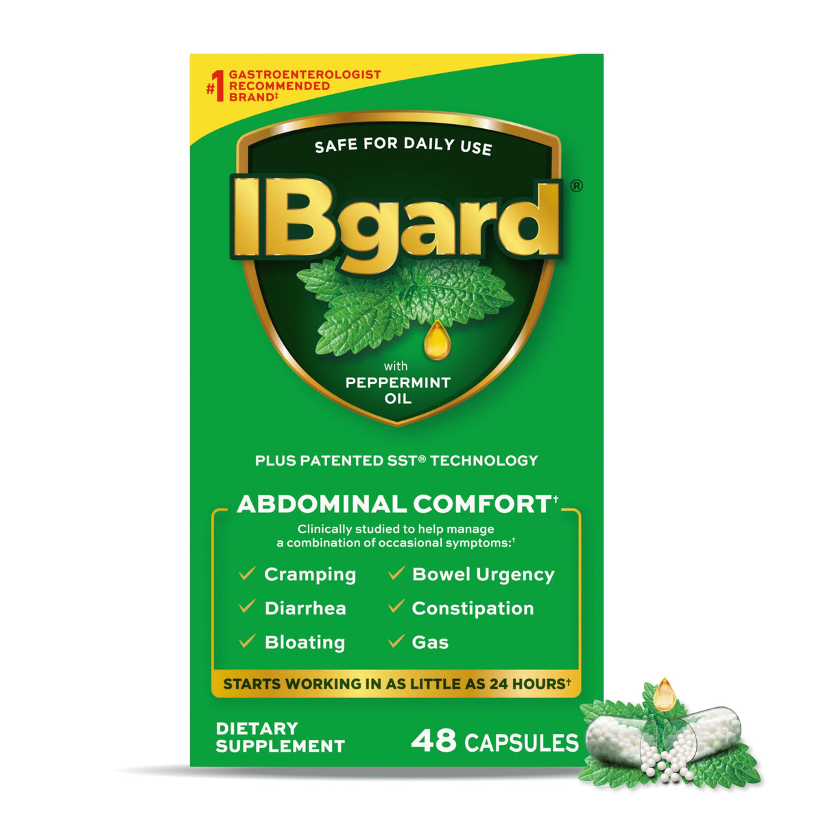 IBgard : bouteille de capsules menthe pure pour le confort abdominal potentiel
