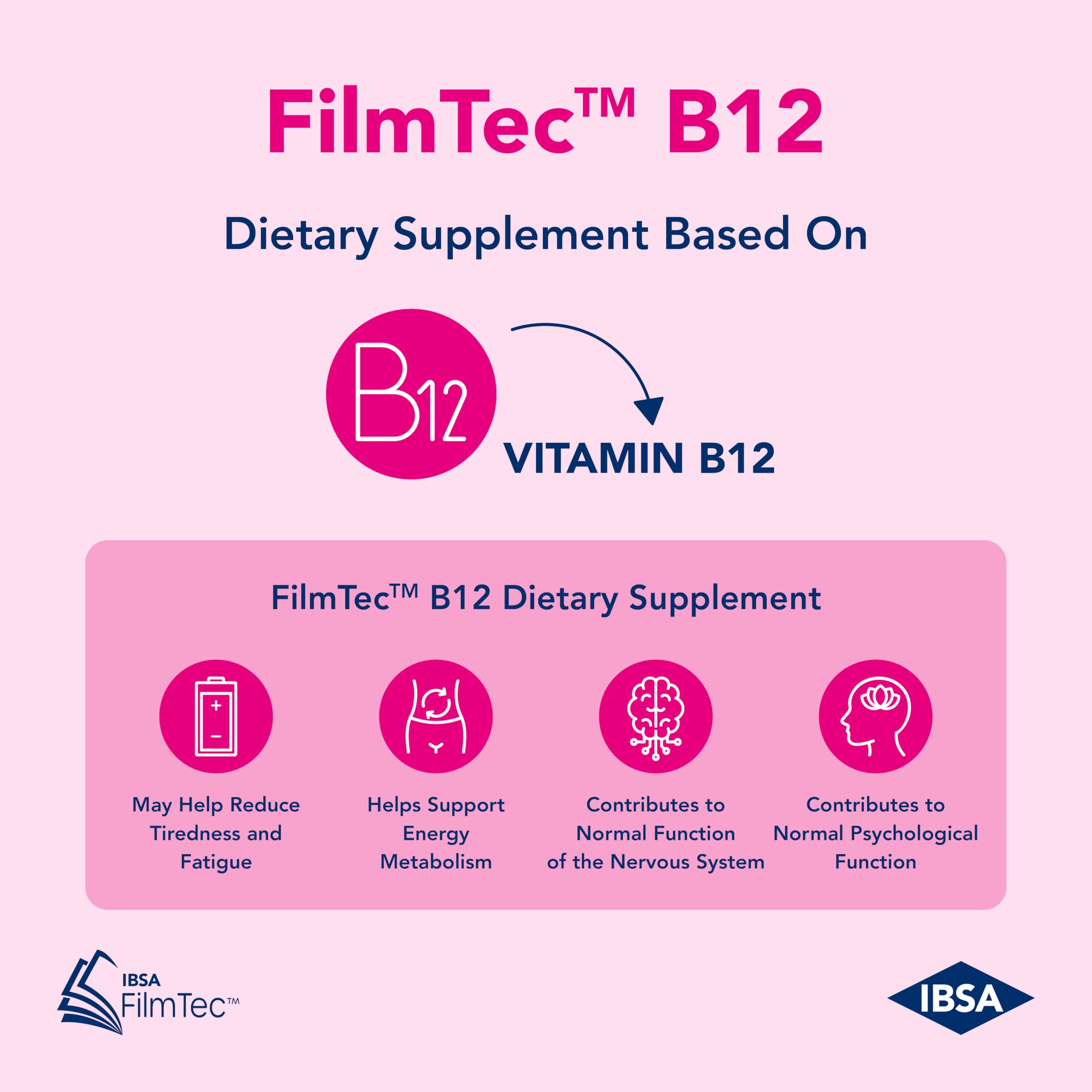Ibsa FilmTec B12, sans gluten, lactose et sucre.