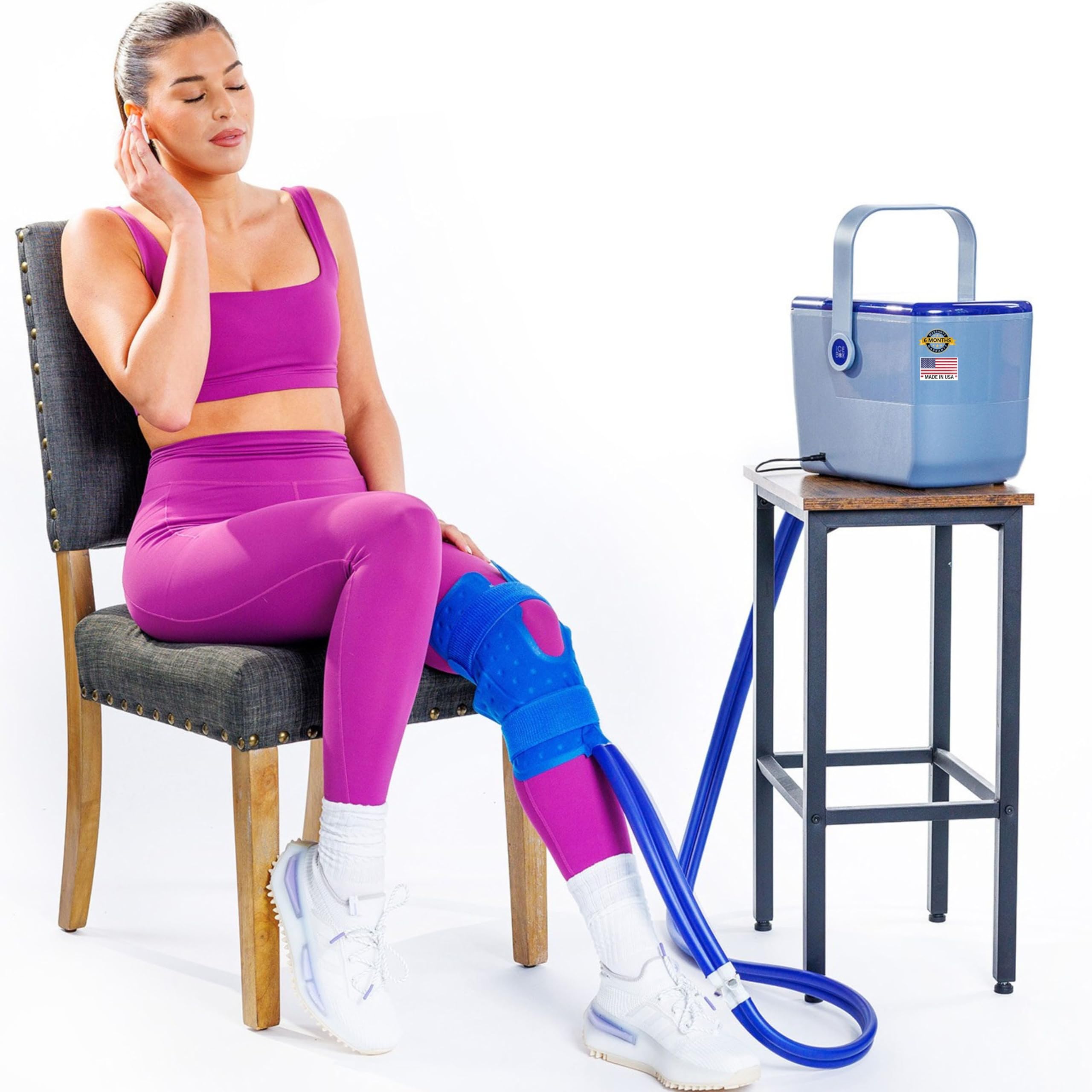 Ice Box Genou: machine de glace pour une thérapie ciblée après chirurgie.