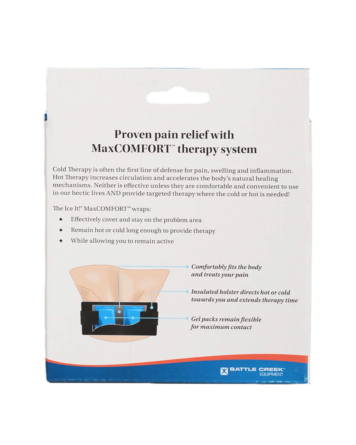 Ice It! MaxCOMFORT — tissu coton protecteur entre peau et gel.