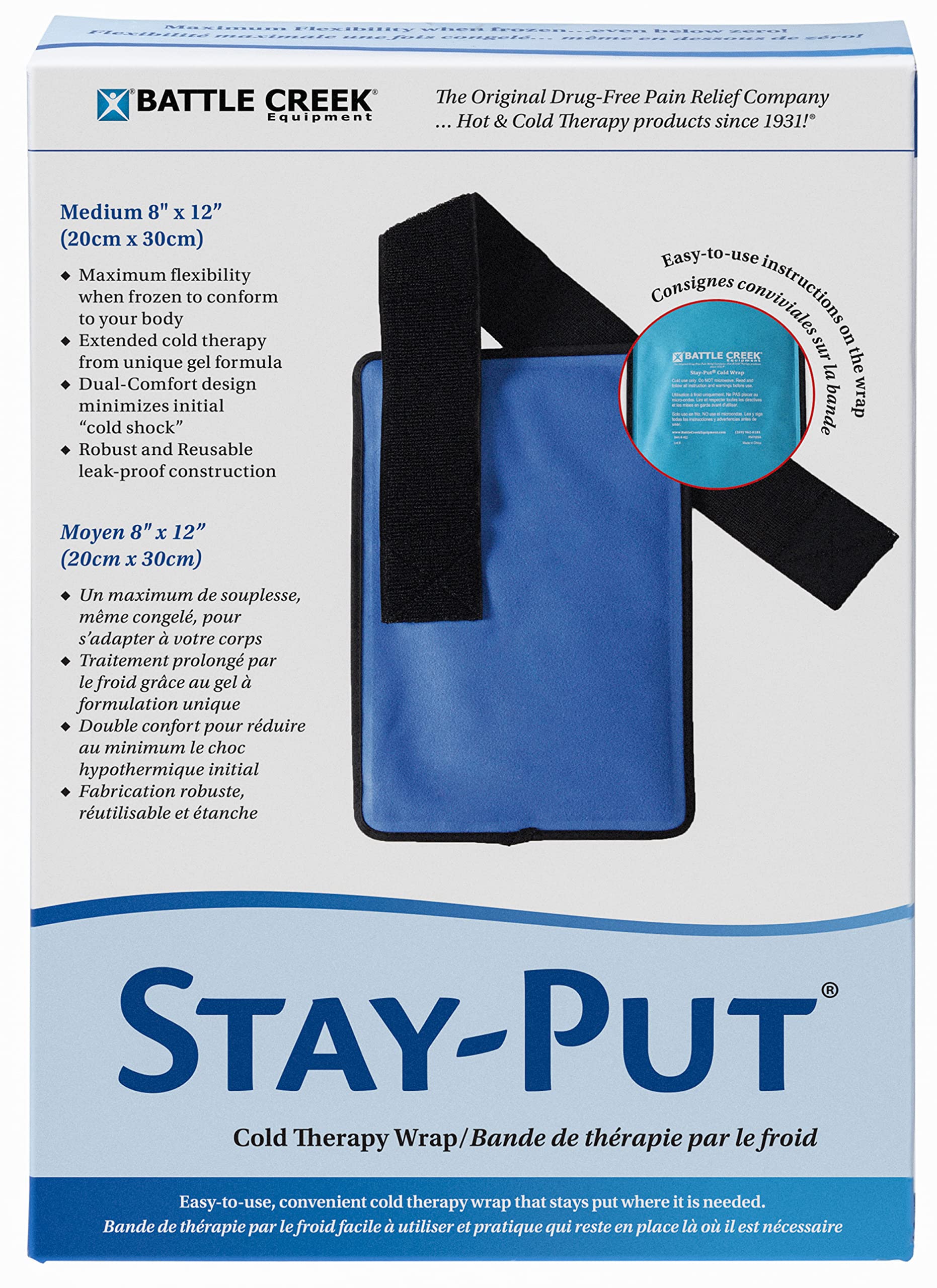 Ice It Stay-Put bande elastique 24 pouces, fixation sûre pendant le froid.