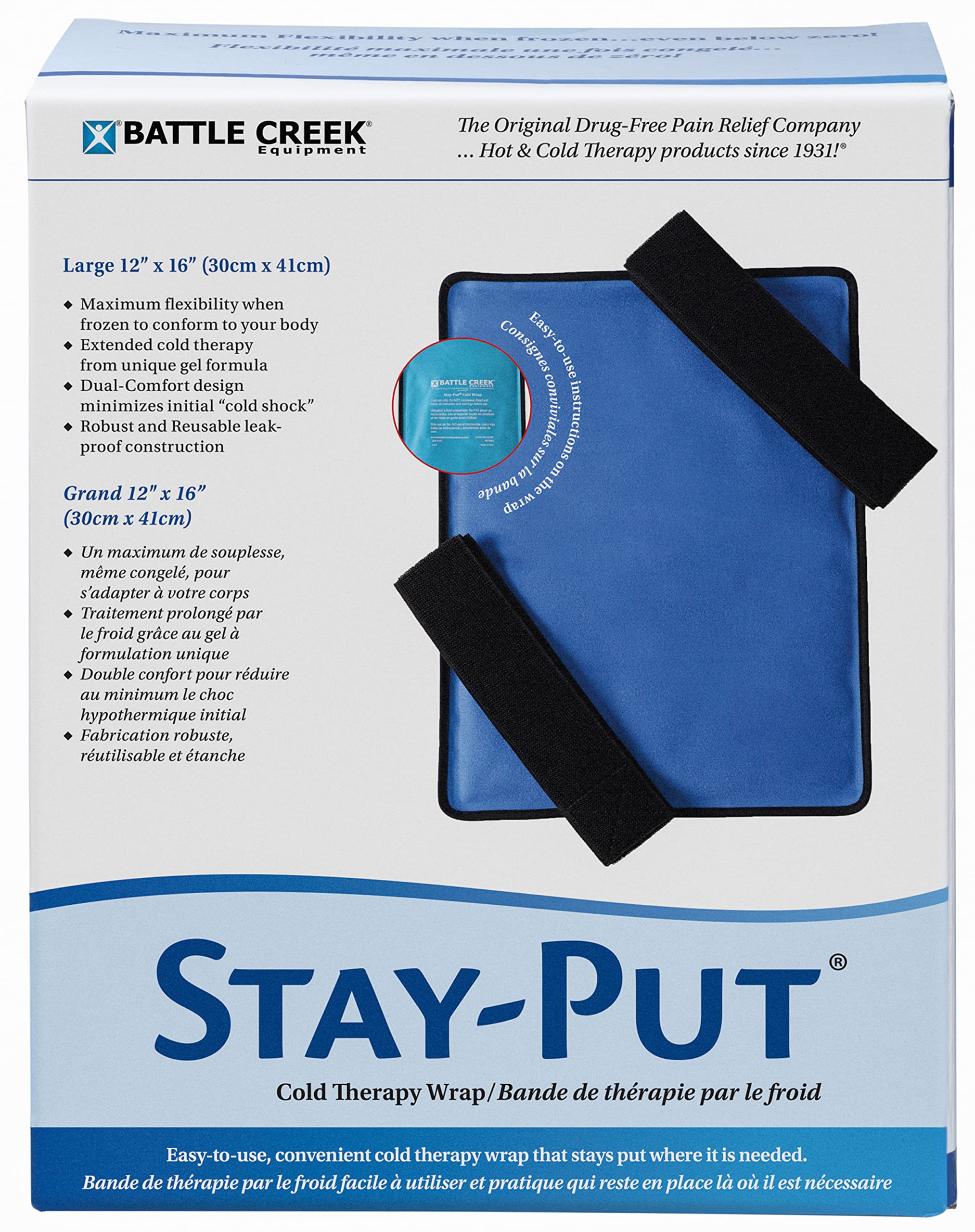 Ice It Stay-Put Wrap pour la hanche, maintien sécurisé et application précise.