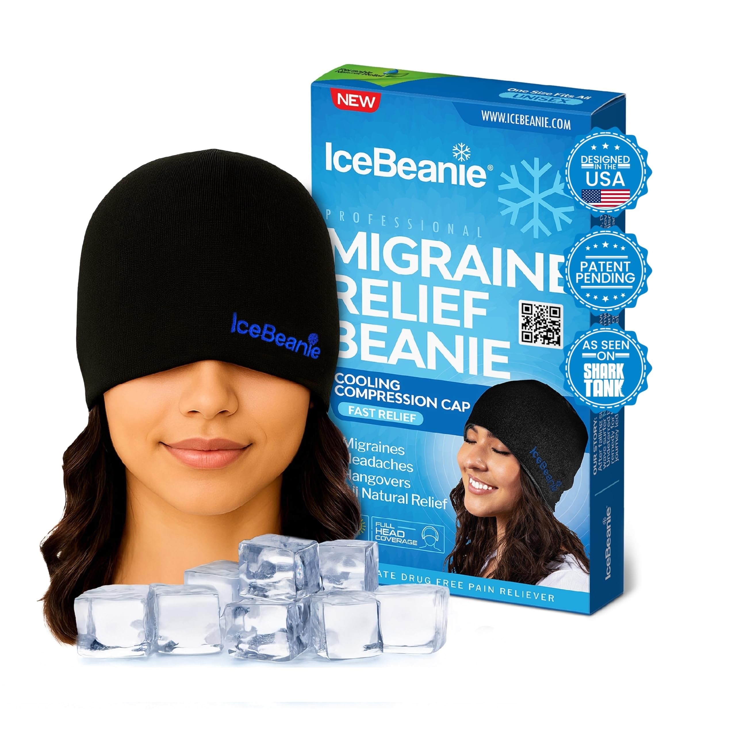 IceBeanie cap relief migraine 360°, couverture complète pour apaisement ciblé