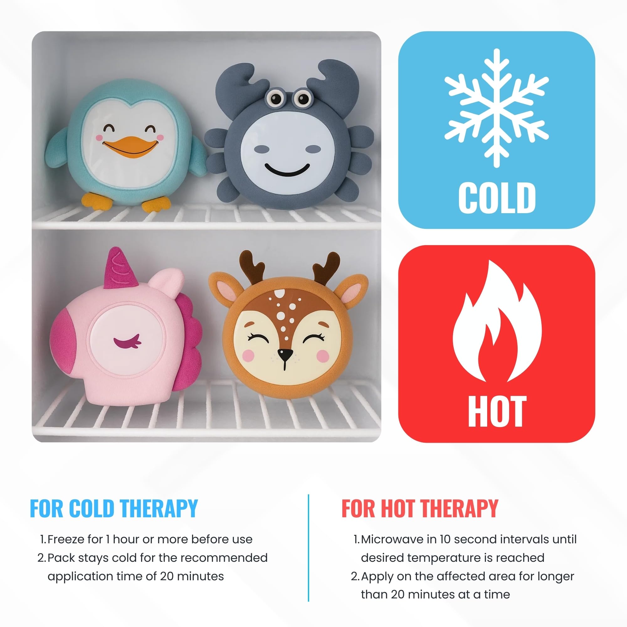 ICEWRAPS crabe, compresse douce et flexible adaptée aux zones ciblées.