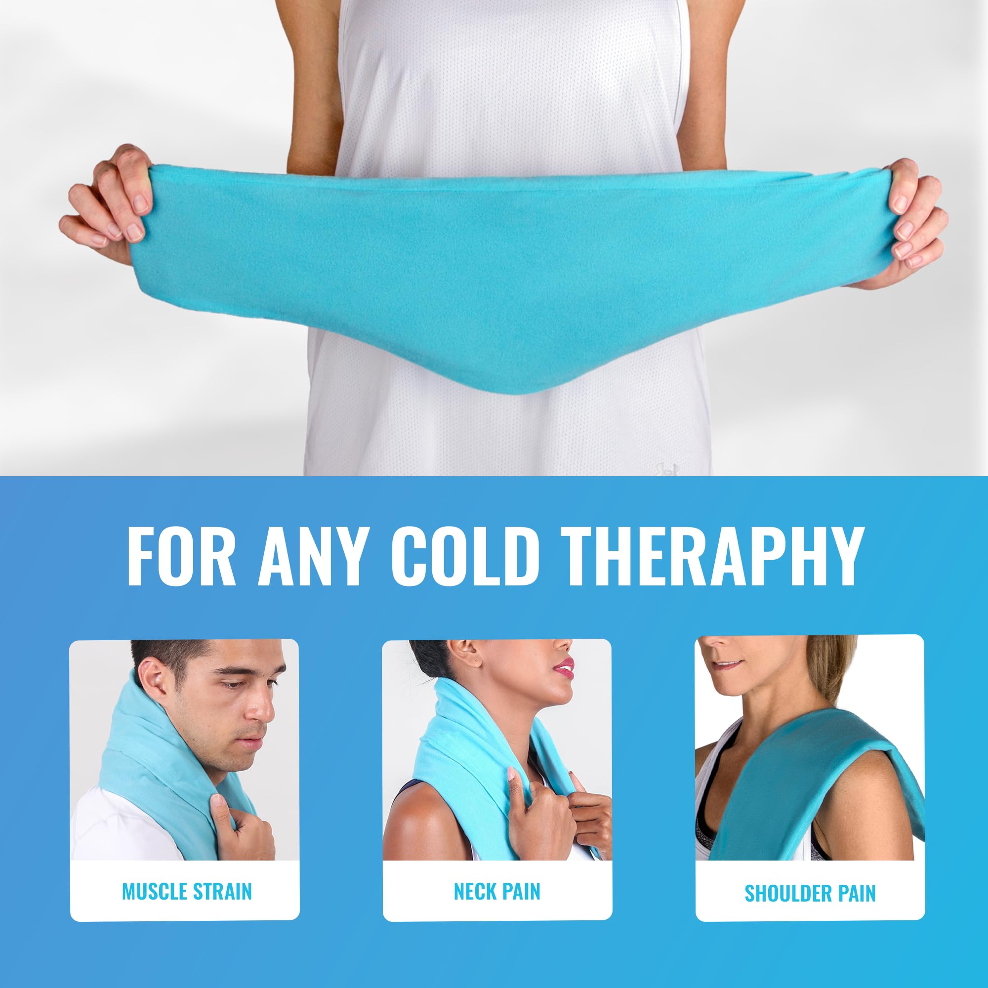 ICEWRAPS housse bleue 7x28 pour le cou, ajout de confort lors du refroidissement.