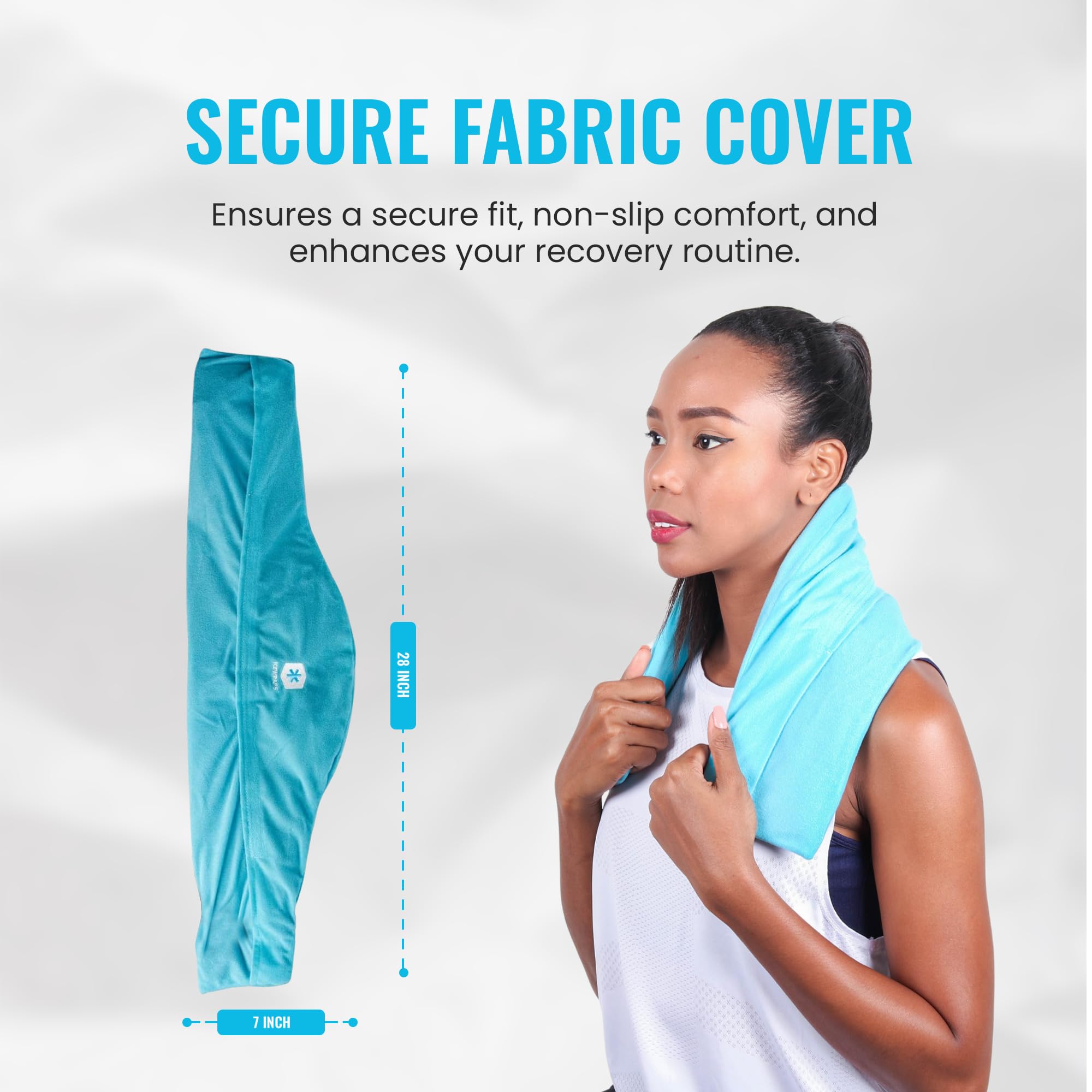 ICEWRAPS housse ouverture large 7x28 pour le cou, accès rapide au pack thérapeutique.